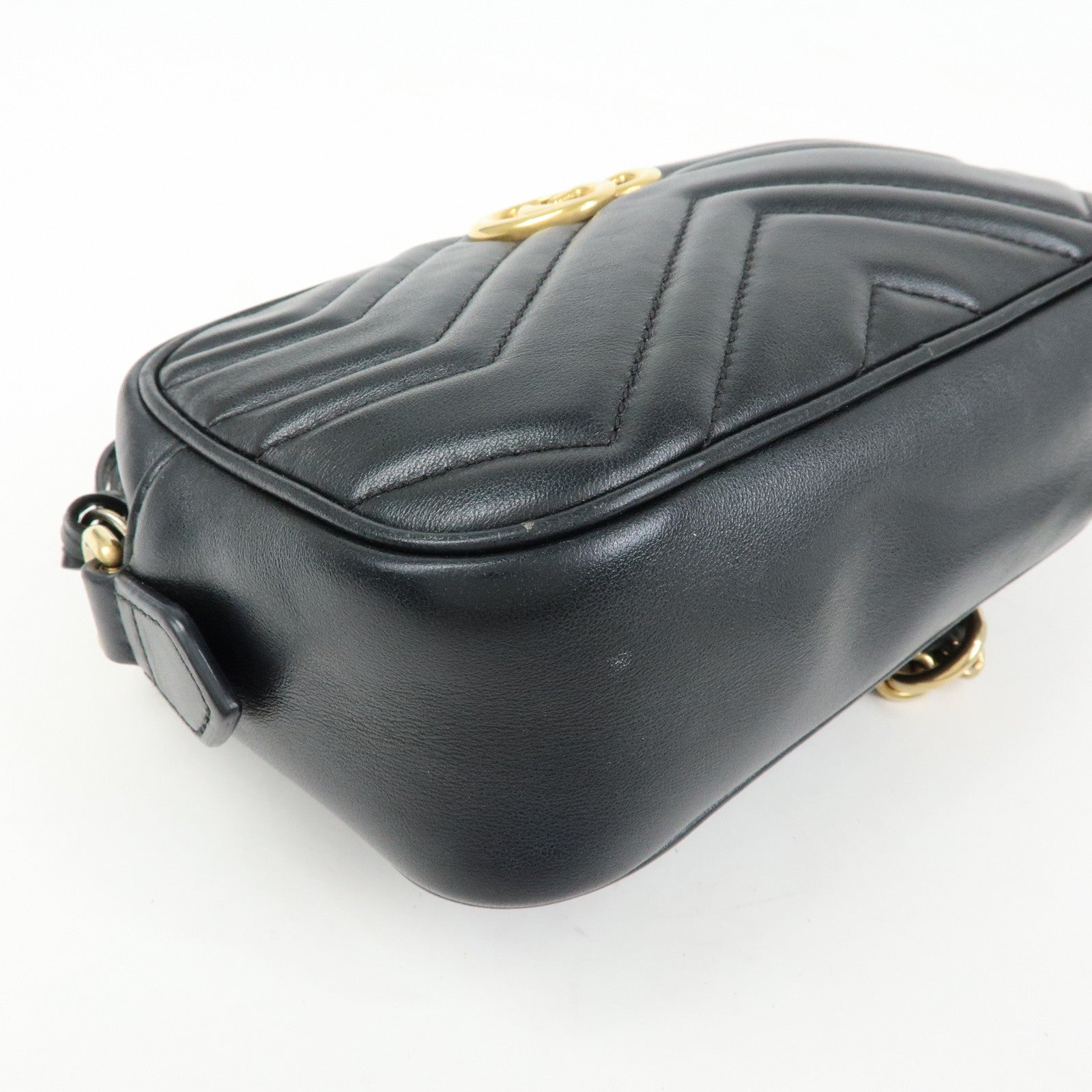 GUCCI GG Marmont Leather Shoulder Crossbody Bag Black 448065