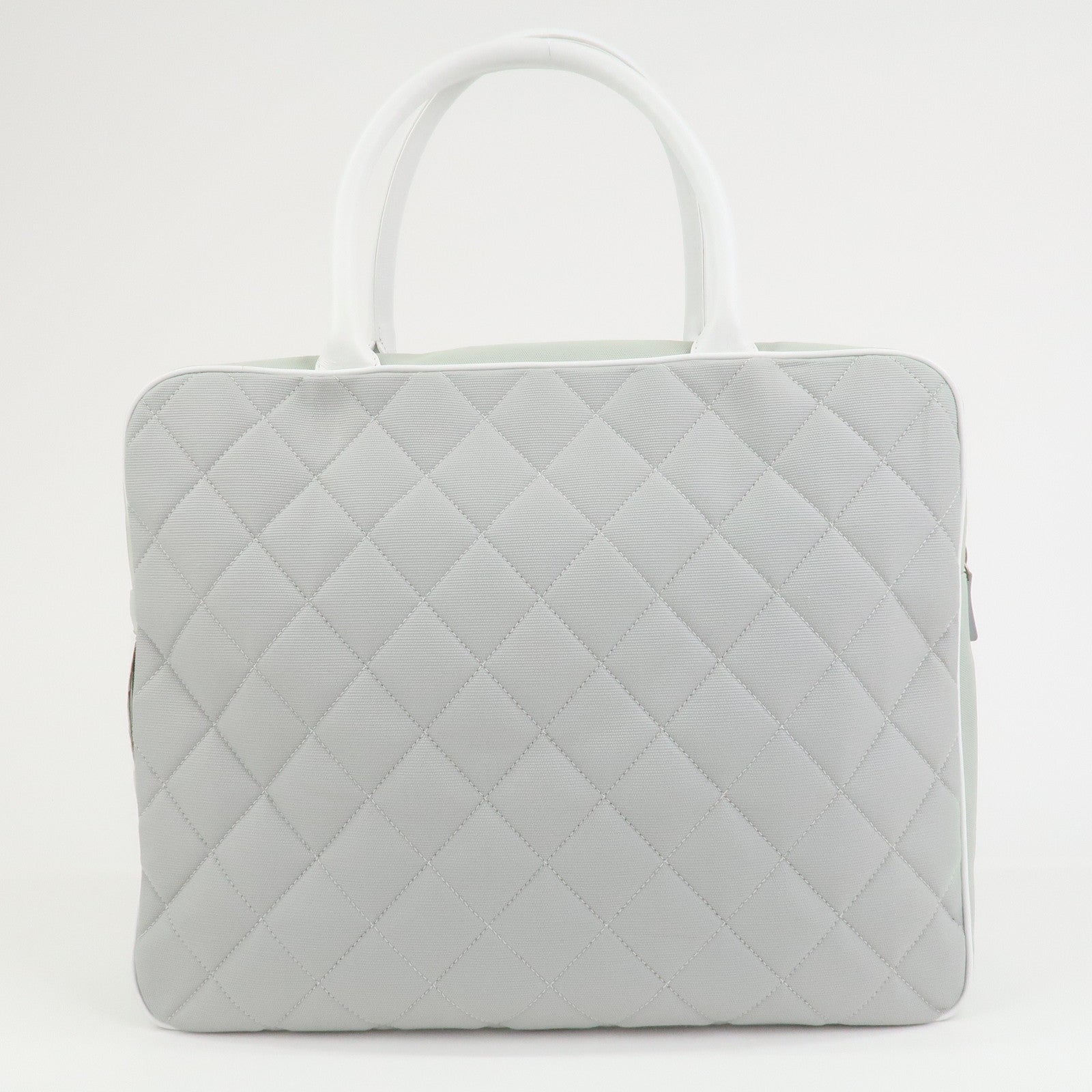 CHANEL Sports Line COCO Mark Canvas Leather Hand Bag Gray White