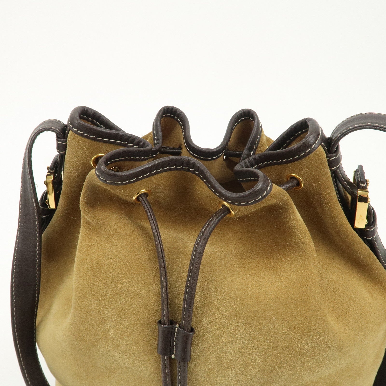 LOEWE Anagram Logo Suede Leather Shoulder Bag Brown