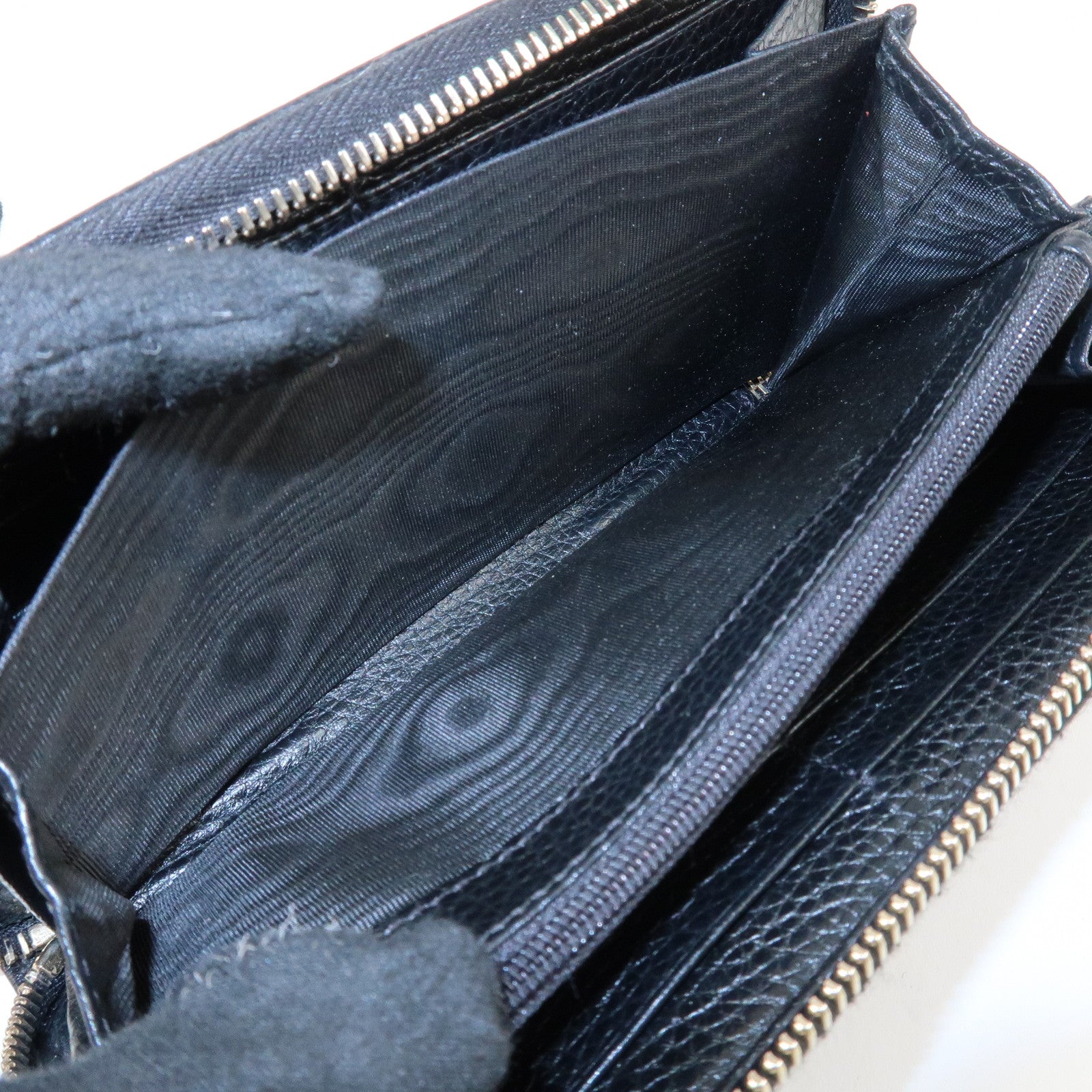 GUCCI SOHO Leather Zip Around Long Wallet Black Used