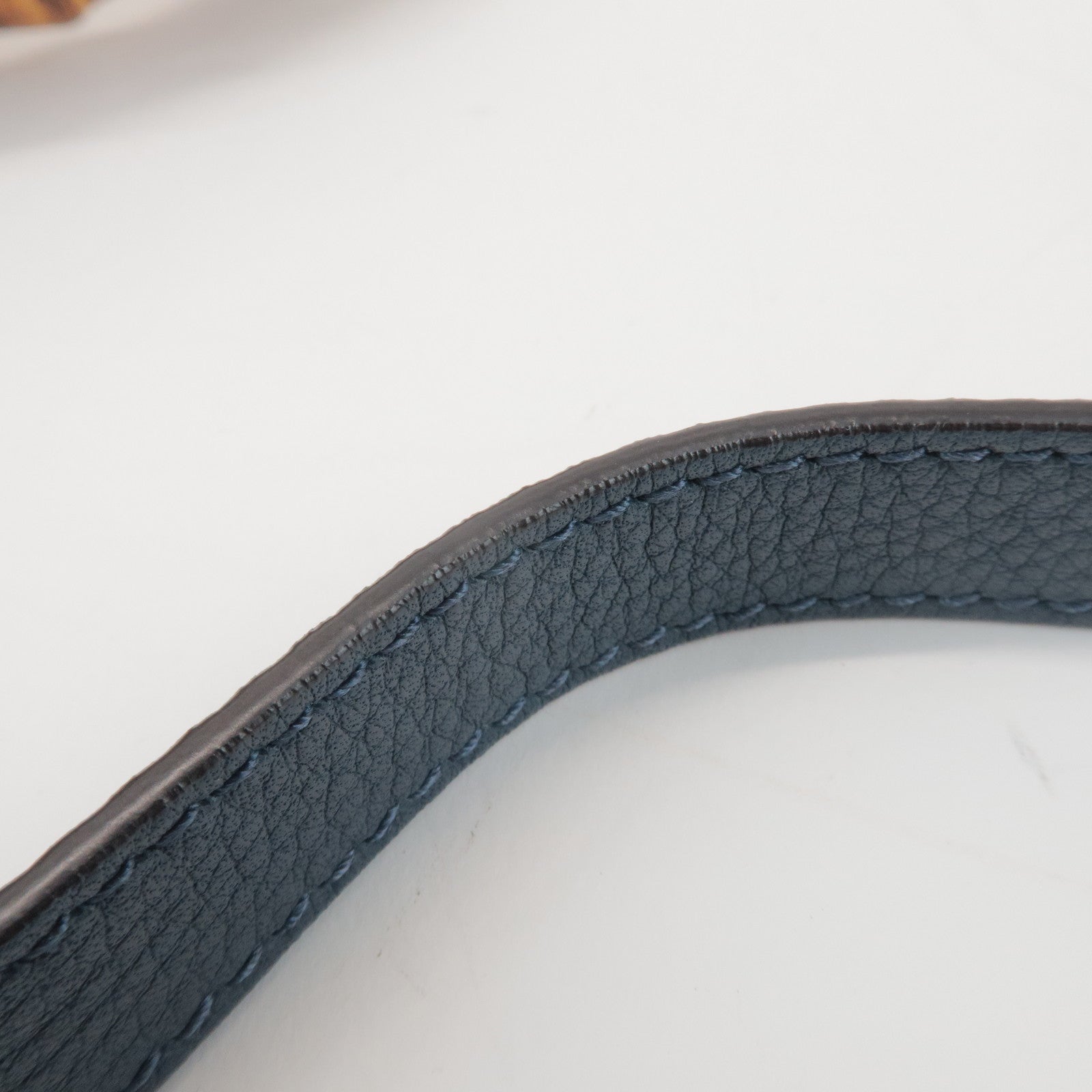 GUCCI Bamboo Calf Leather 2 Way Bag Tote Bag Navy 336032