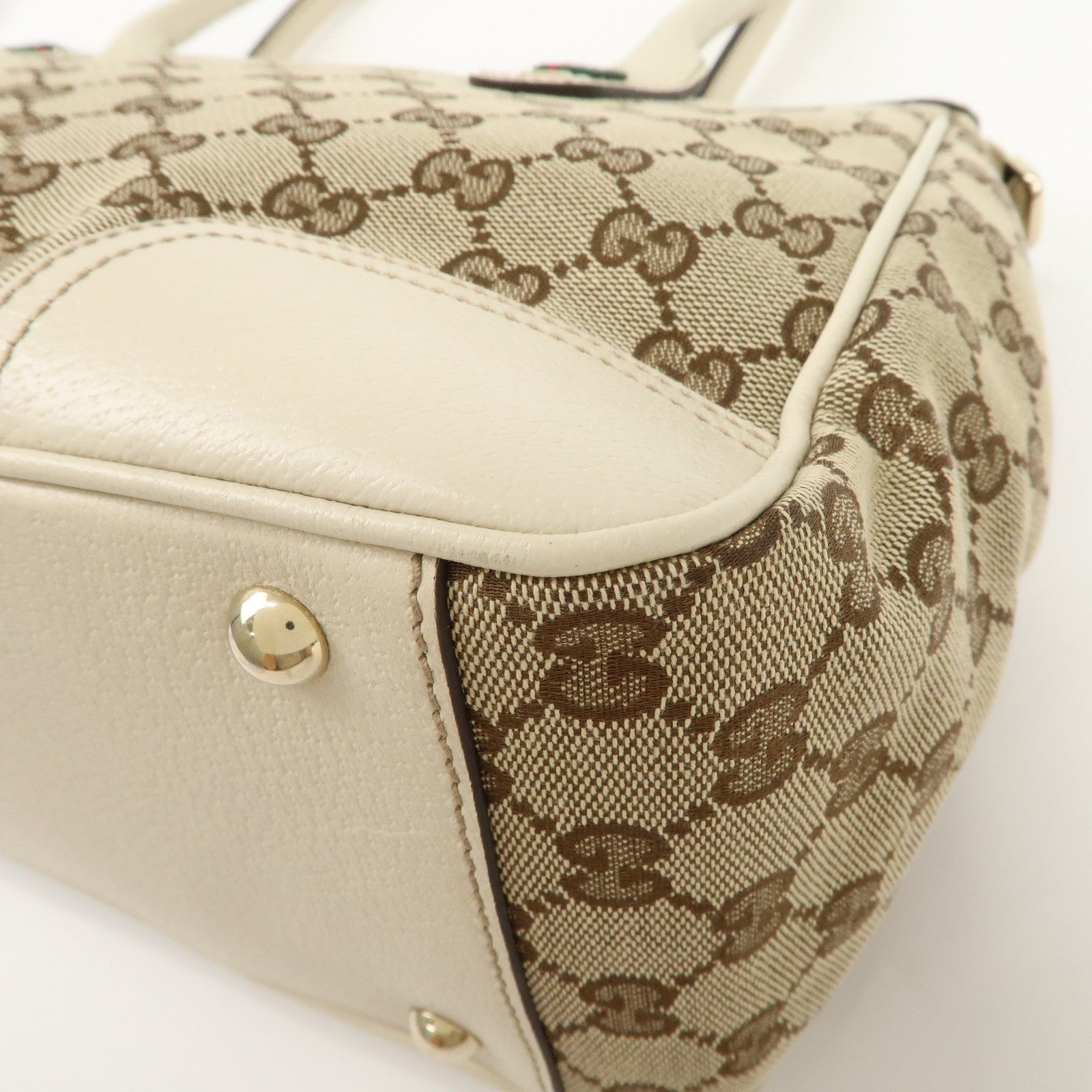 GUCCI Princy Sherry GG Canvas Leather Tote Bag Beige Ivory 177052 Used