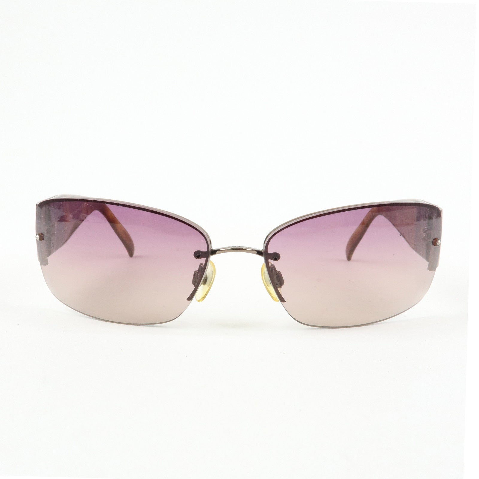 CHANEL Plastic Rhinestone Sunglasses 62□16 Brown 41117-B
