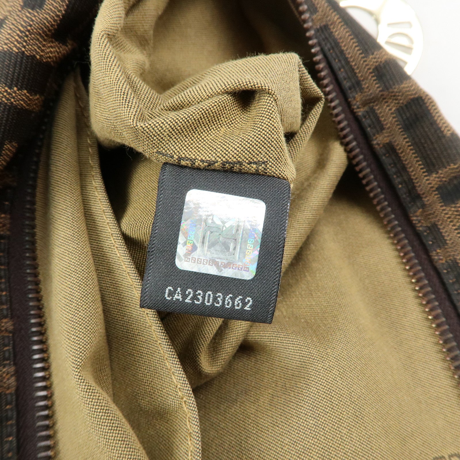 FENDI Zucca Canvas Leather Shoulder Bag Black Brown 8BT191‑JWU