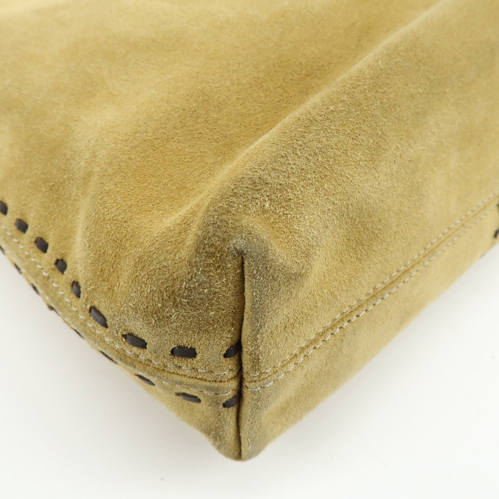 LOEWE Anagram Suede Leather Shoulder Bag Crossbody Bag Beige