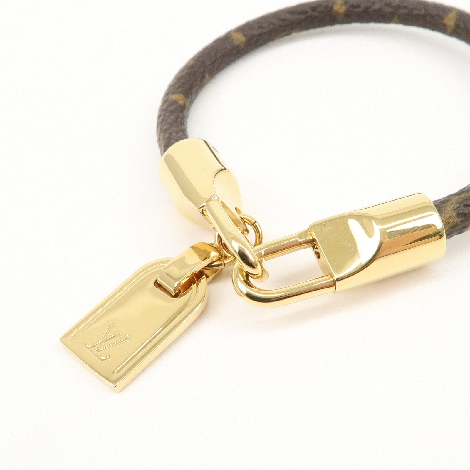 Louis Vuitton Monogram Bracelet Lock It Monogram Brown Gold M6605F Used