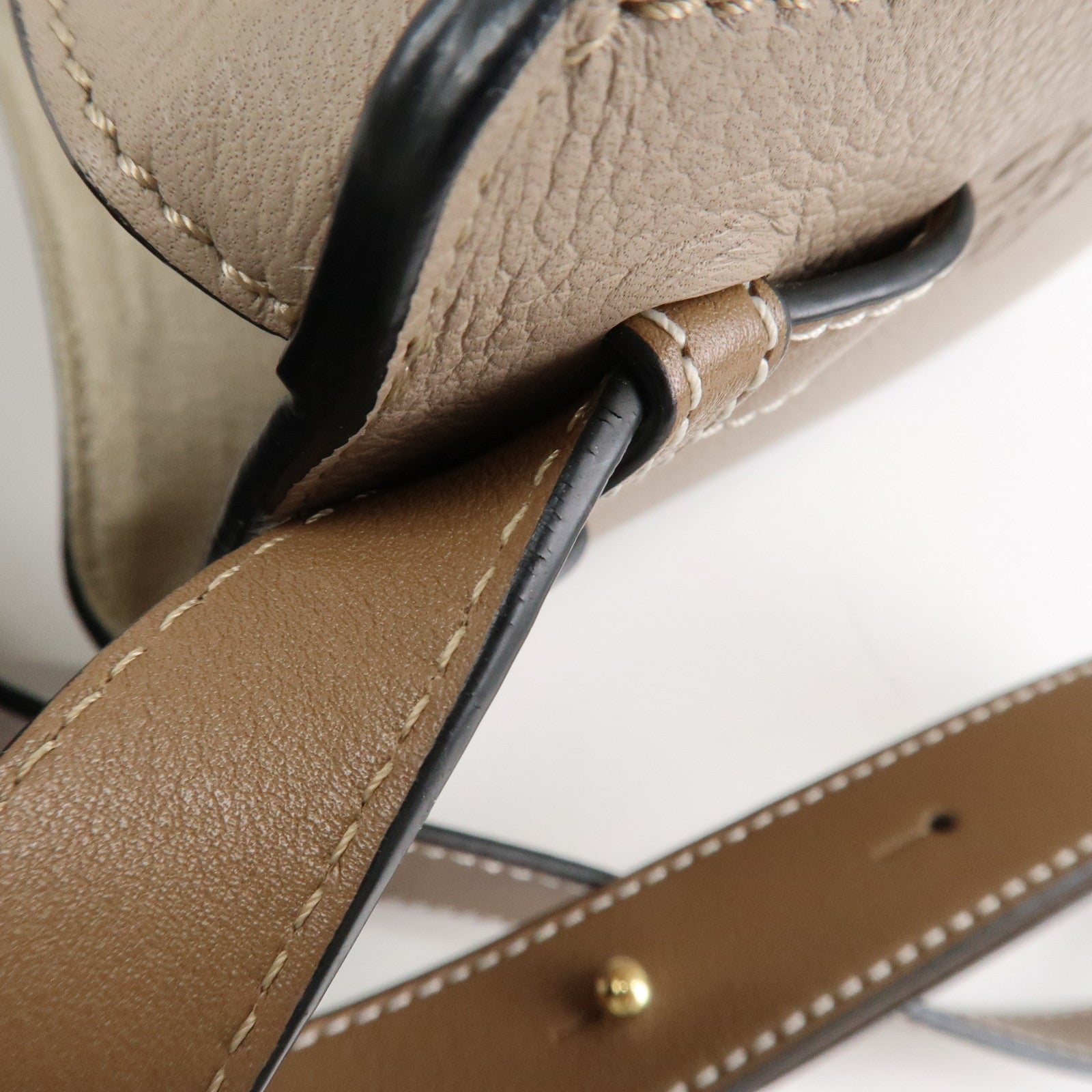 LOEWE Anagram Leather Hammock Small Shoulder Bag Greige Used