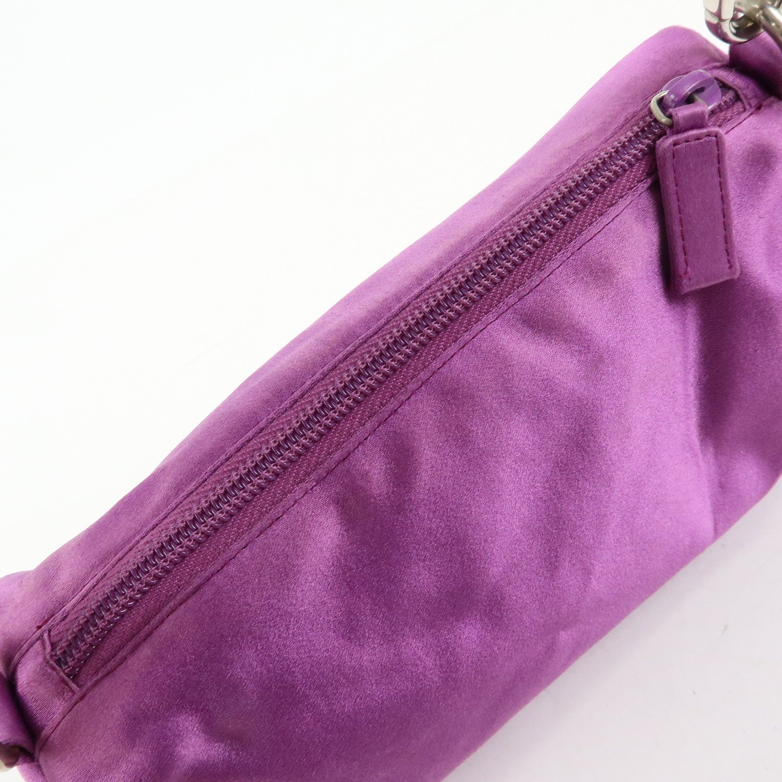 PRADA Triangle Logo Satin Mini Hand Bag Pochette Pouch Purple