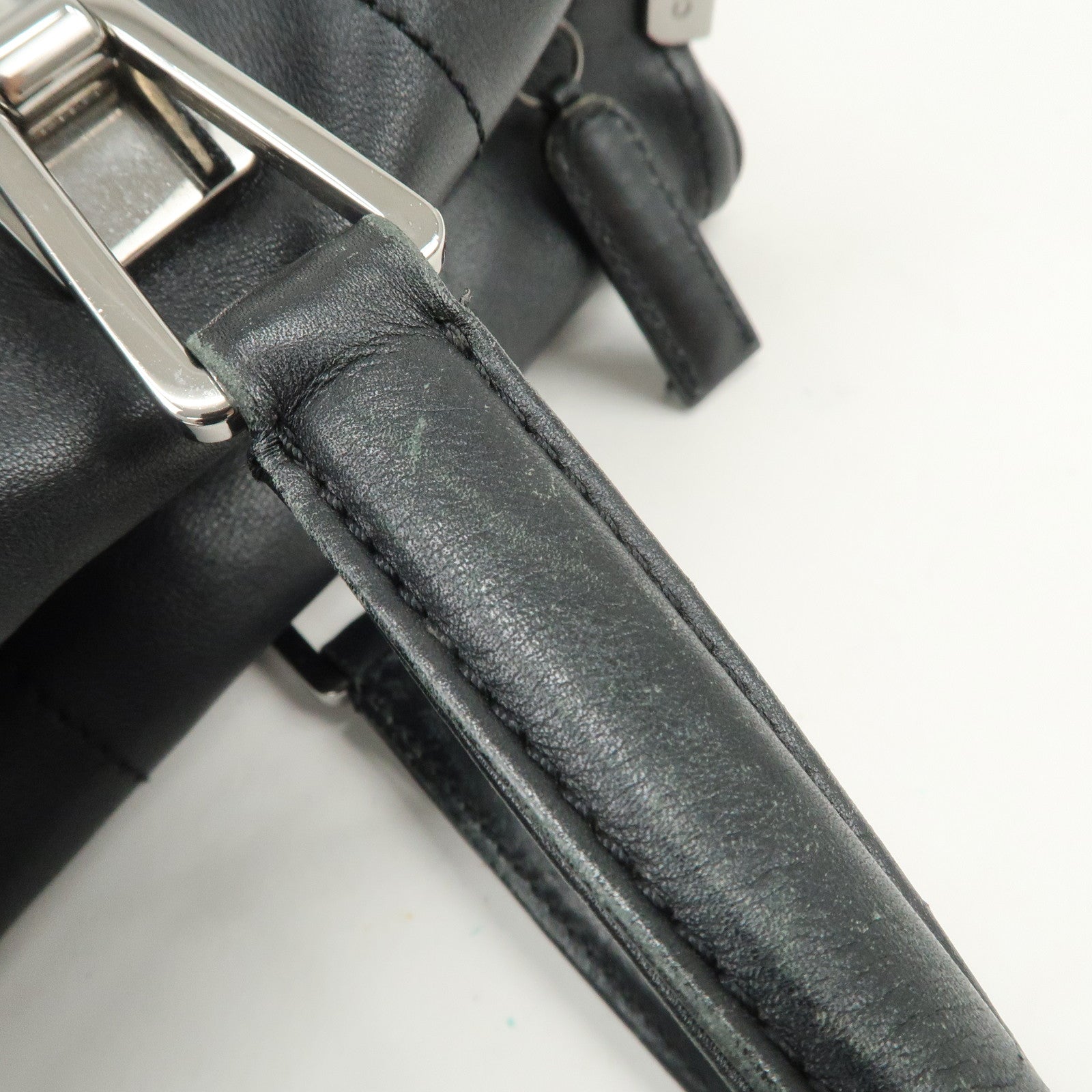 CHANEL Chocolate Bar Lamb Skin Mini Boston Bag Hand Bag Black