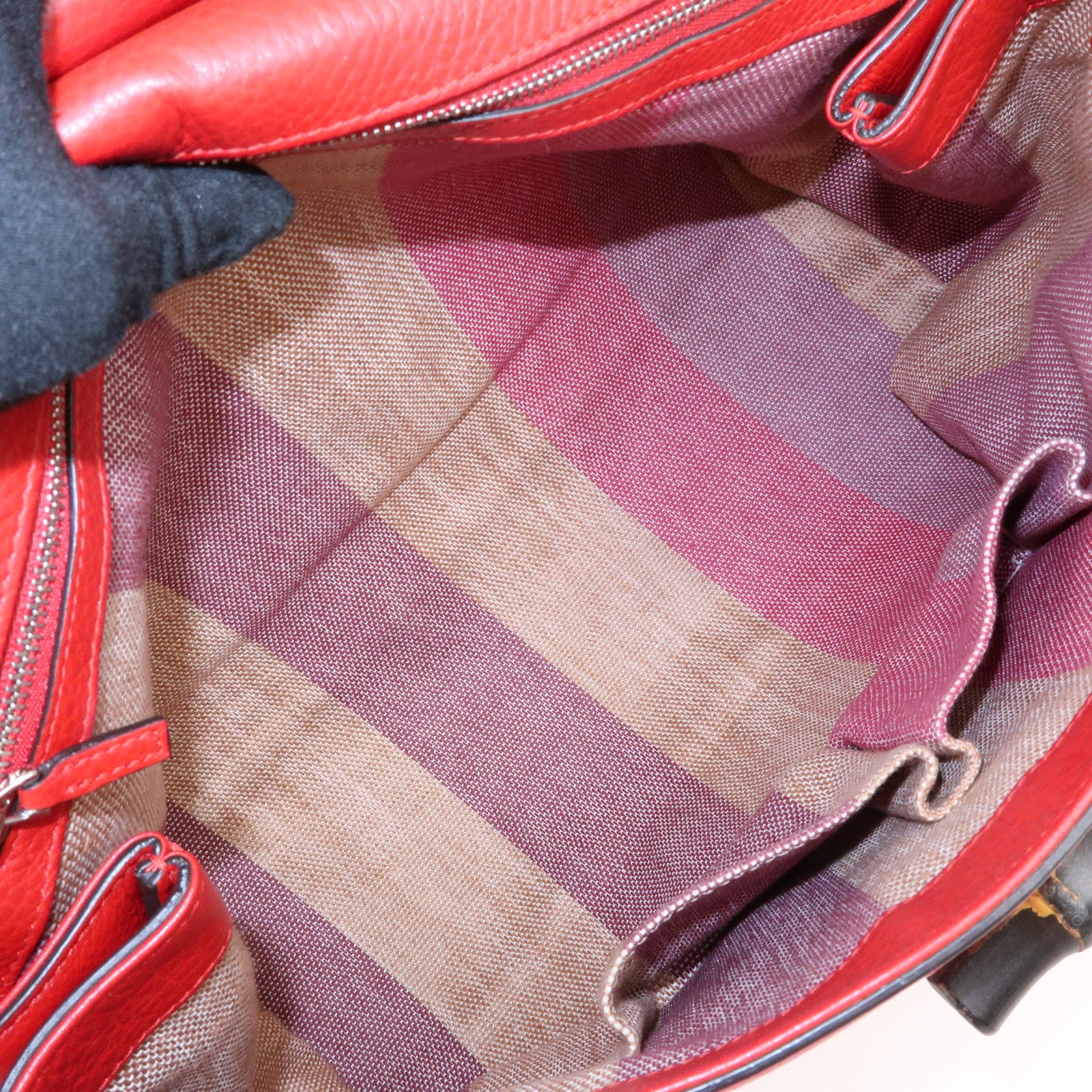 GUCCI Bamboo Leather 2Way Bag Hand Bag Shoulder Bag Red 370830