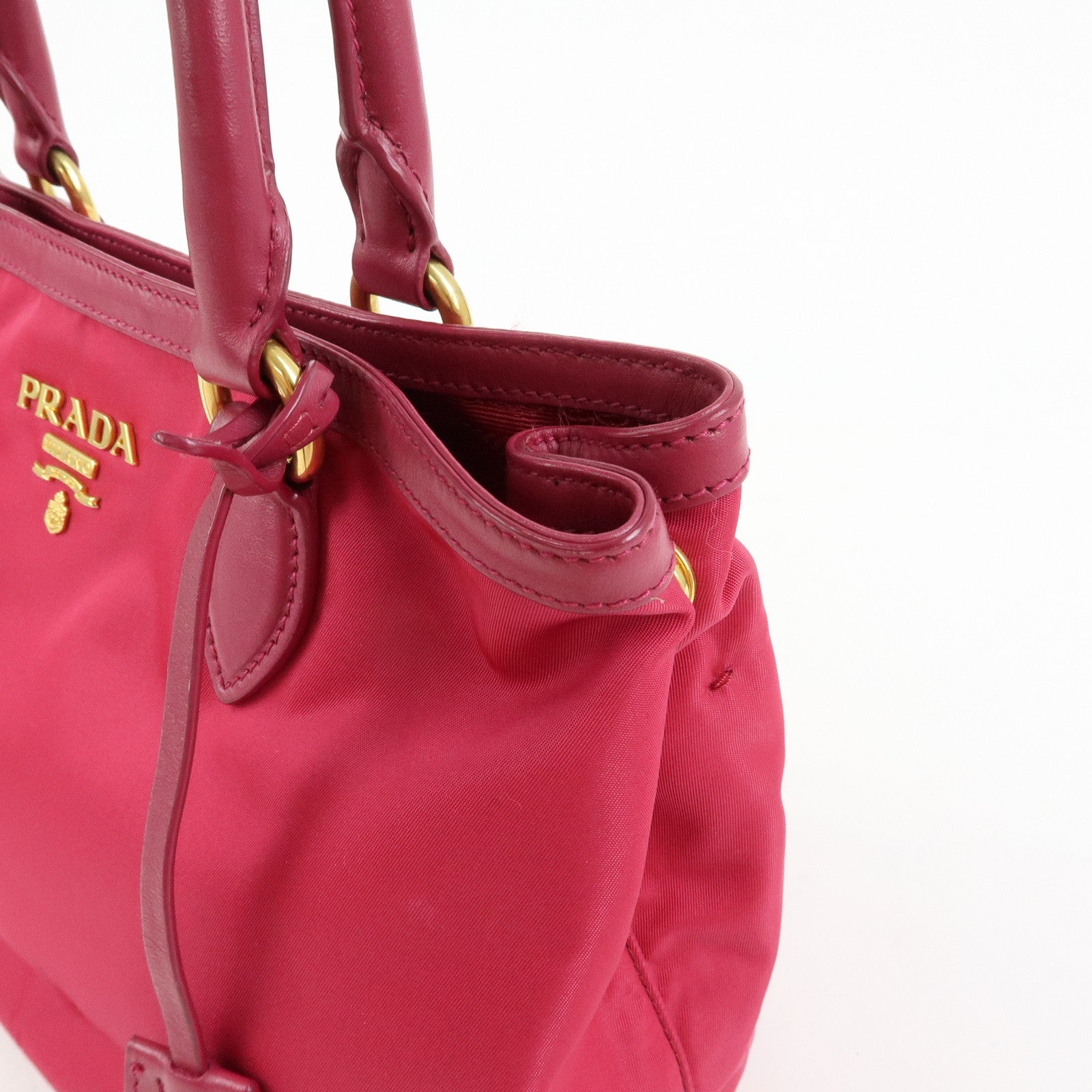 PRADA Nylon Leather 2Way Bag Hand Bag Shoulder Bag Pink 1BA172