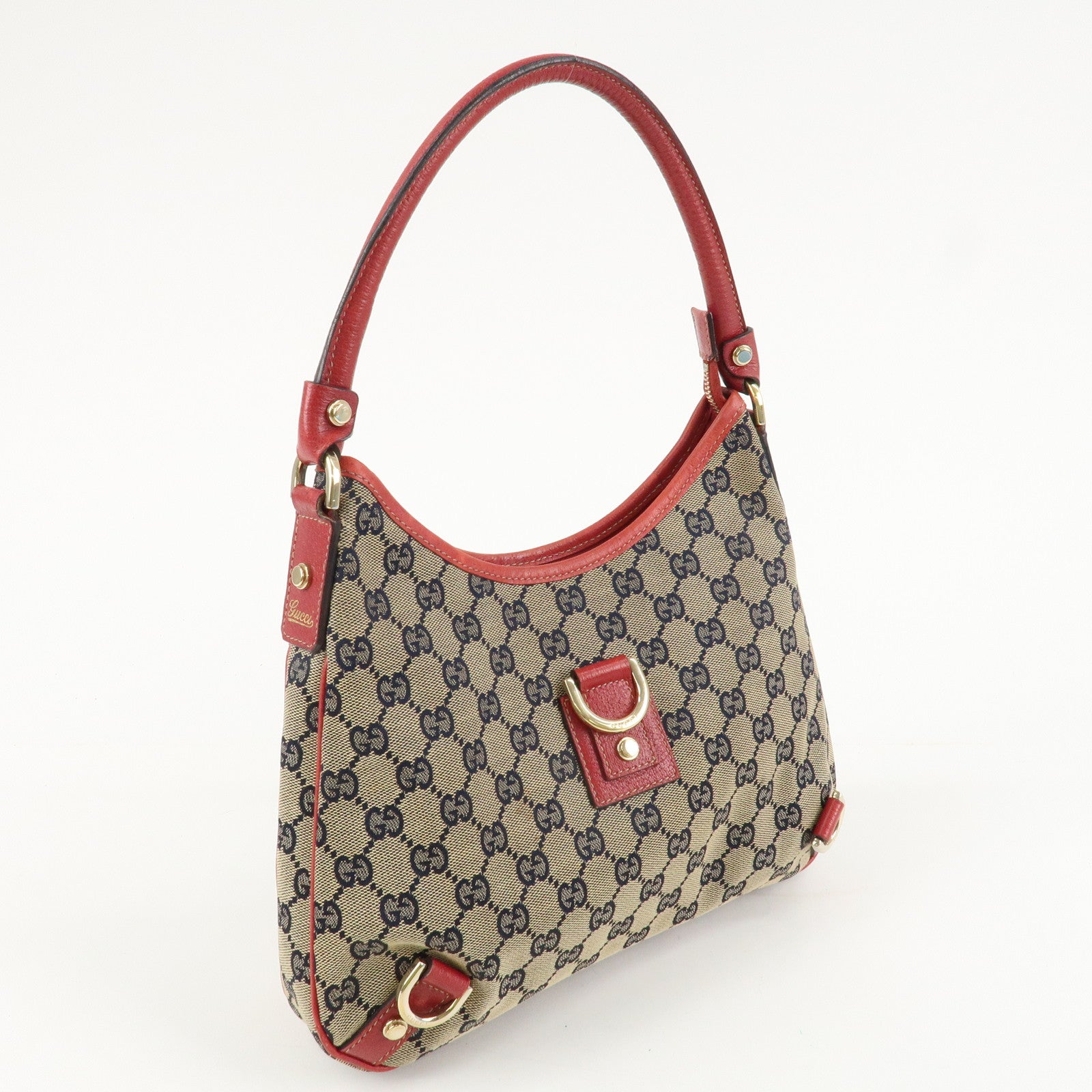 GUCCI Abbey GG Canvas Leather Shoulder Bag Hand Bag Beige Red 130738 Used