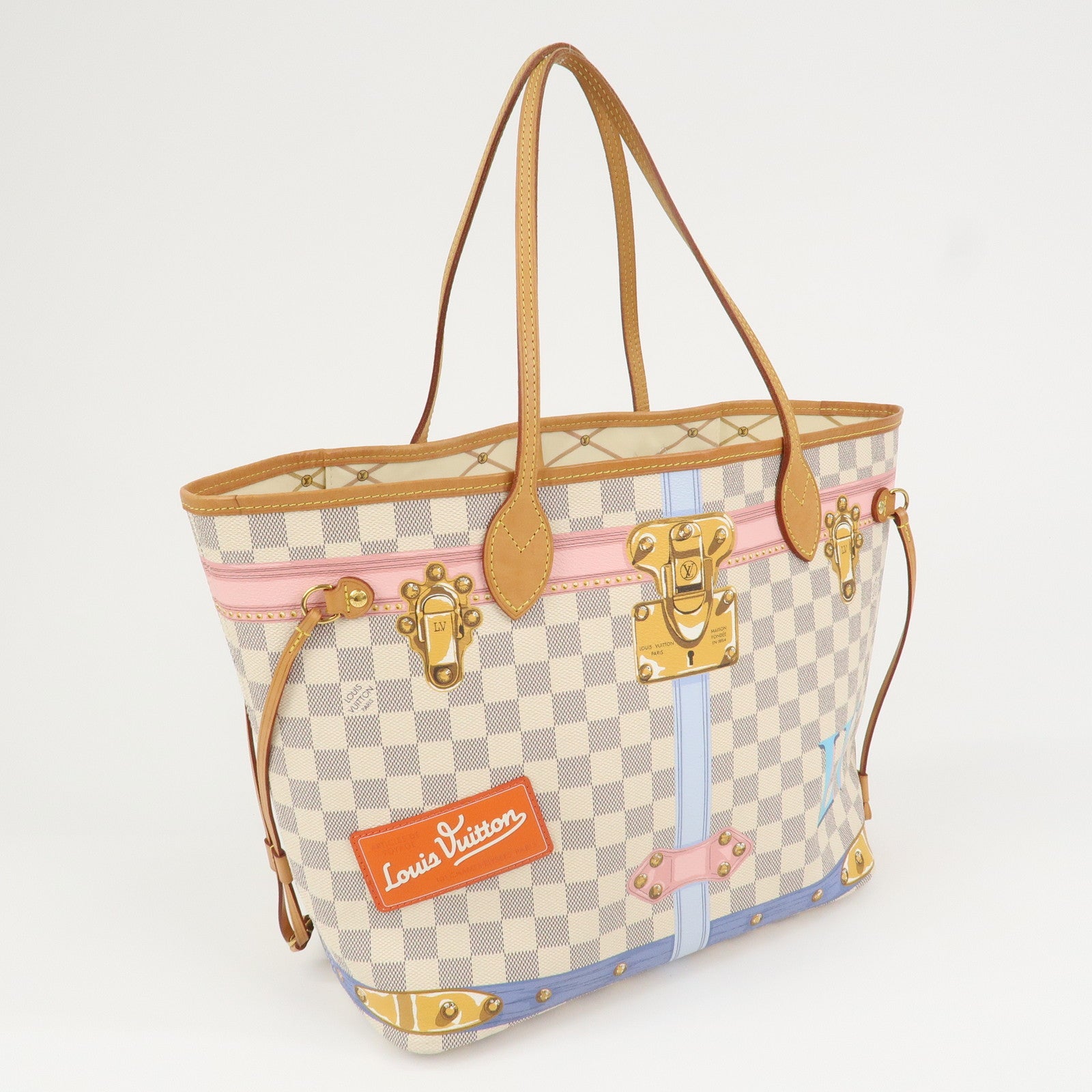 Louis Vuitton Damier Azur Neverfull MM Summer Trunk Tote Bag N41065