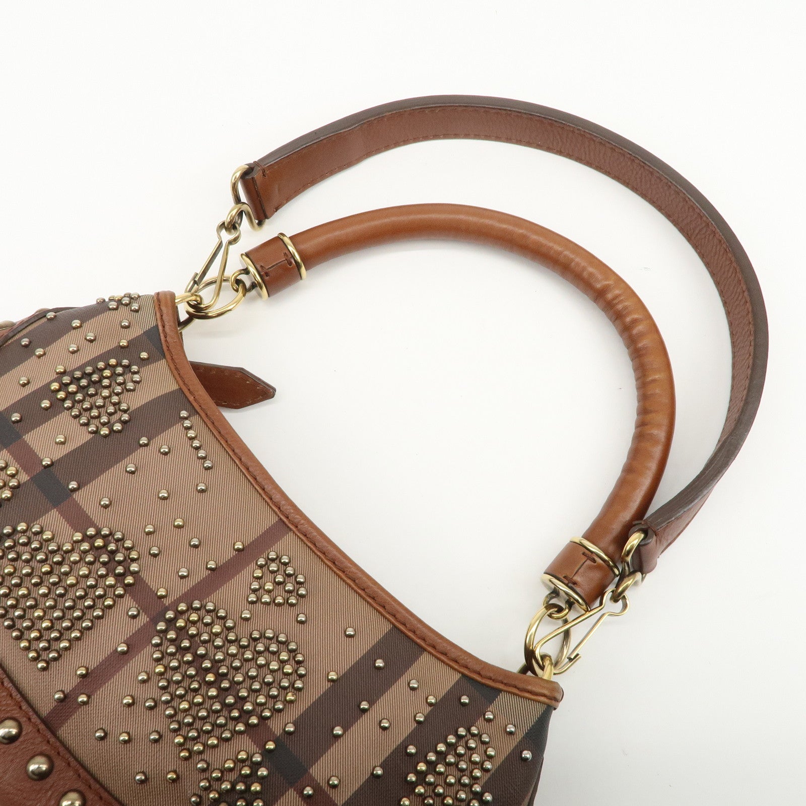 BURBERRY Heart Studs PVC Leather 2Way Bag Shoulder Hand Bag Brown