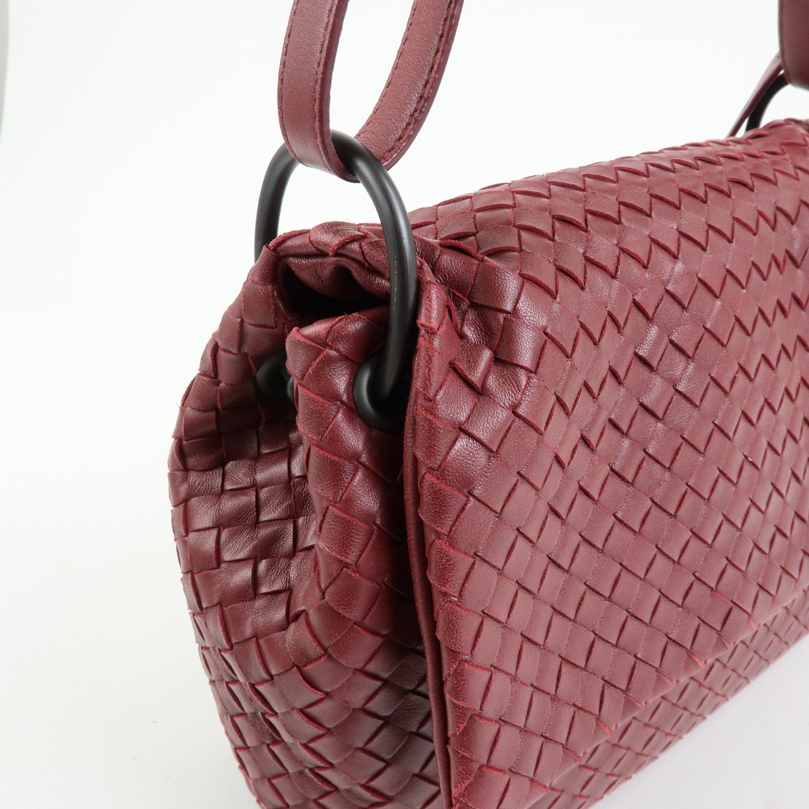 BOTTEGA VENETA Intrecciato Leather Shoulder Bag Bordeaux