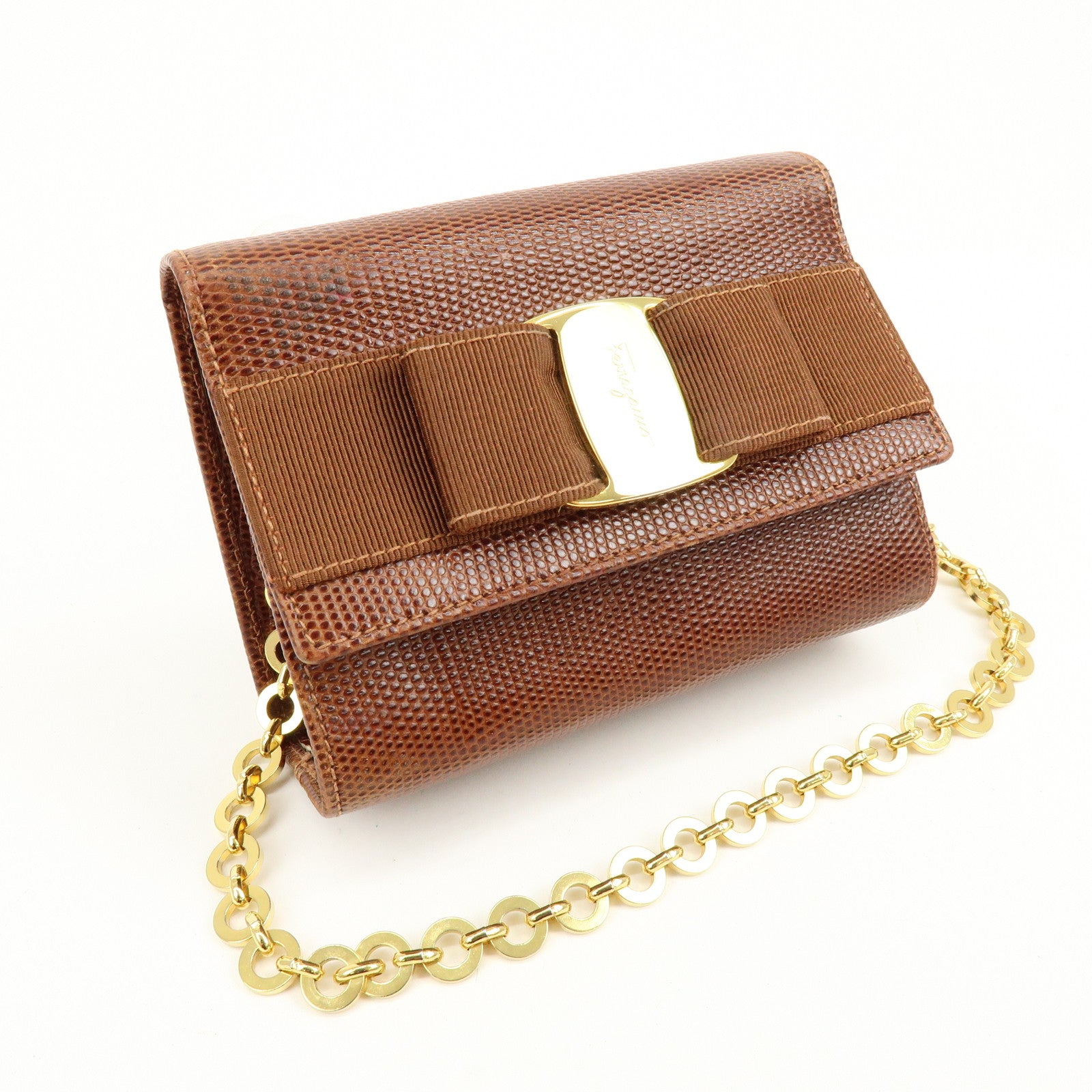 Ferragamo Vara Ribbon Embossed Leather 3Way Shoulder Waist Bag