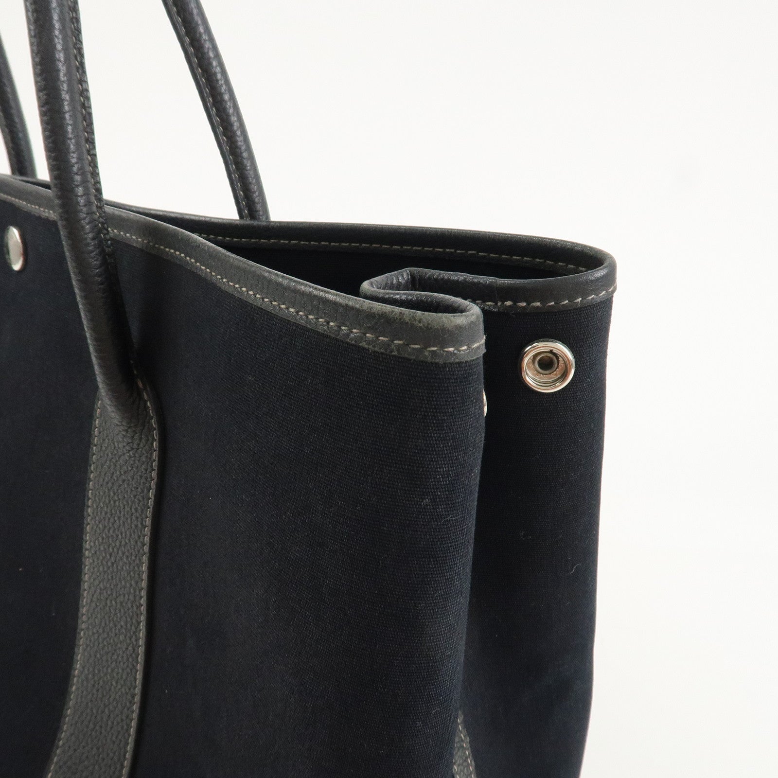 HERMES Negonda Leather Garden Party PM Tote Bag Hand Bag Black Used