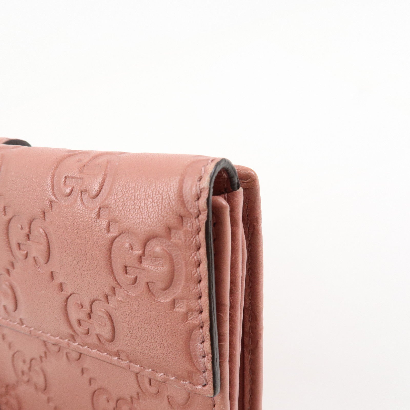 GUCCI Guccissima Lovely Heart Leather Long Wallet Pink 203550
