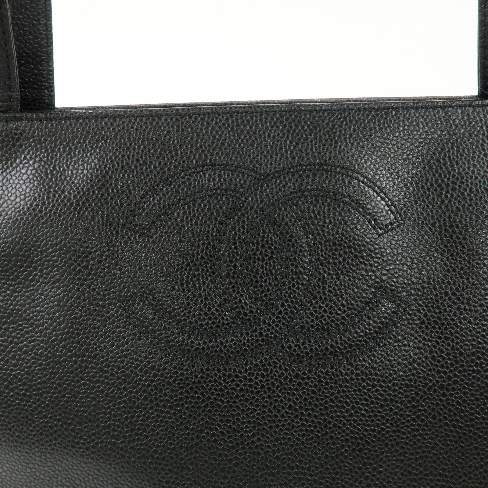 CHANEL COCO Mark Caviar Skin Tote Bag Hand Shoulder Bag Black Used