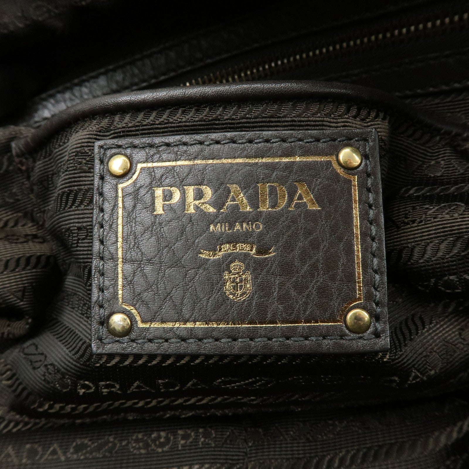 PRADA Triangle Logo Nylon Leather 2Way Hand Shoulder Bag Black