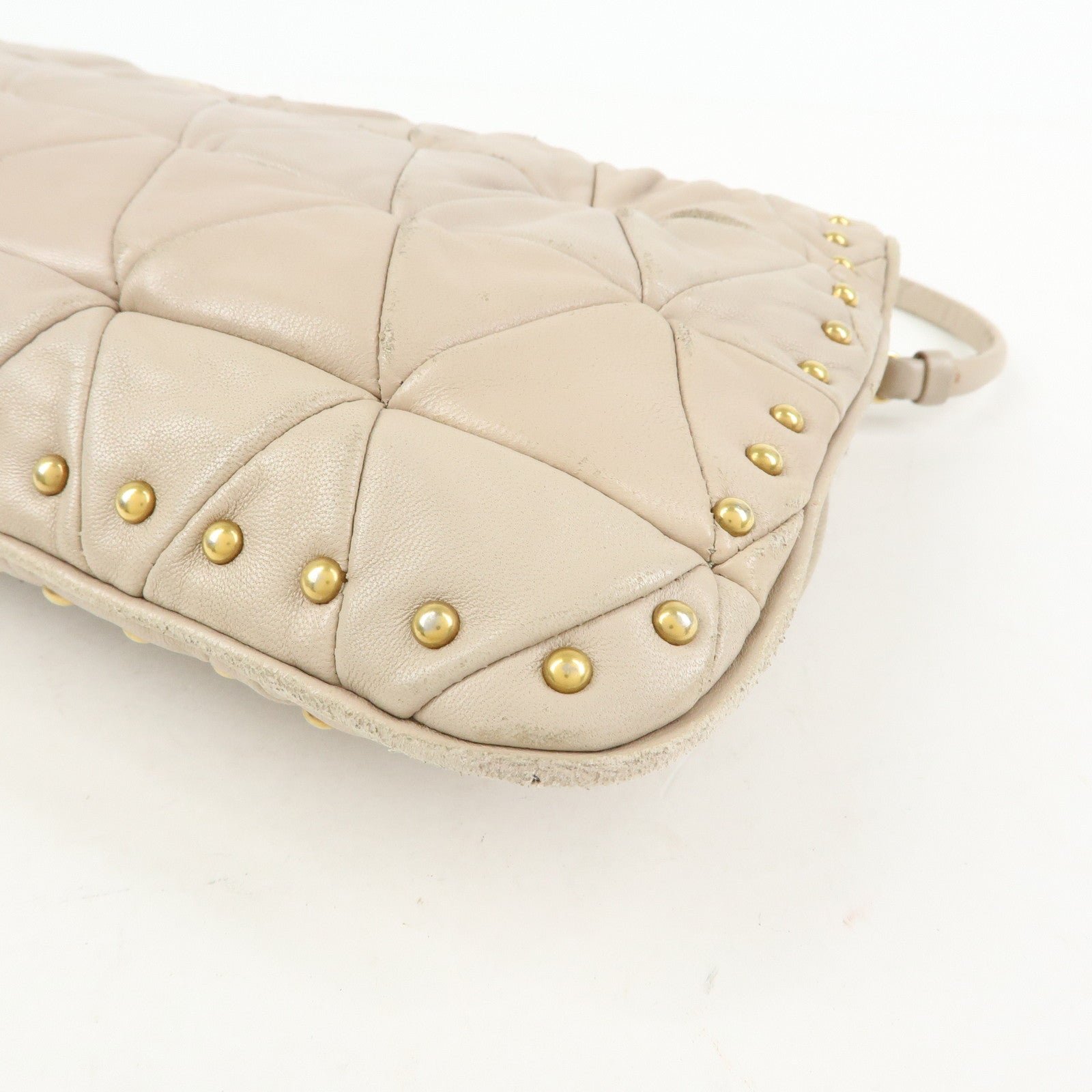 MIU MIU Nappa Leather 2Way Bag Hand Bag Shoulder Bag Beige