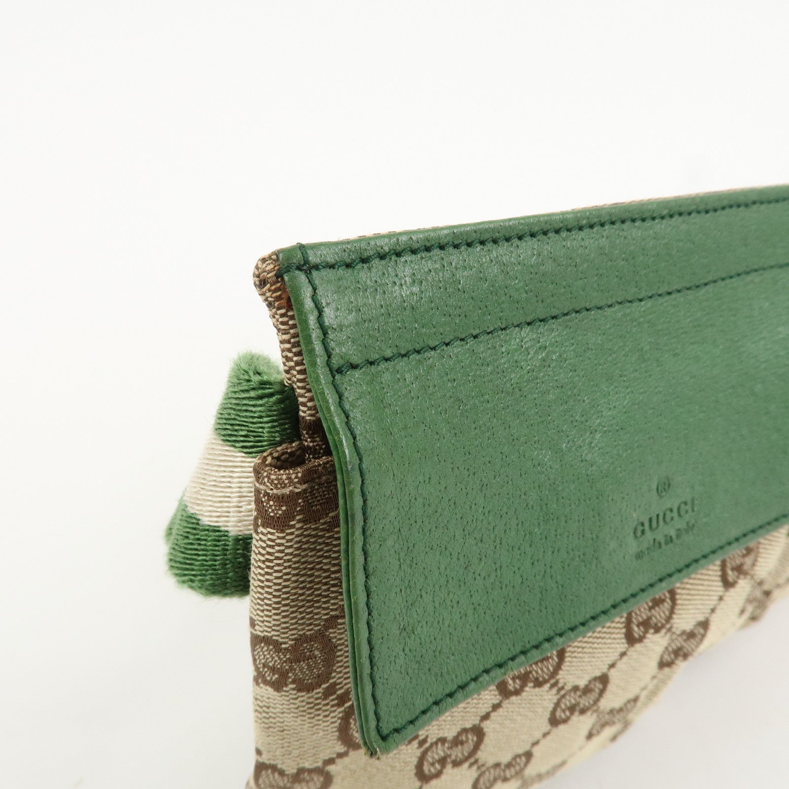 GUCCI GG Canvas Leather Waist Bag Crossbody Bag Beige Green 28566 Used