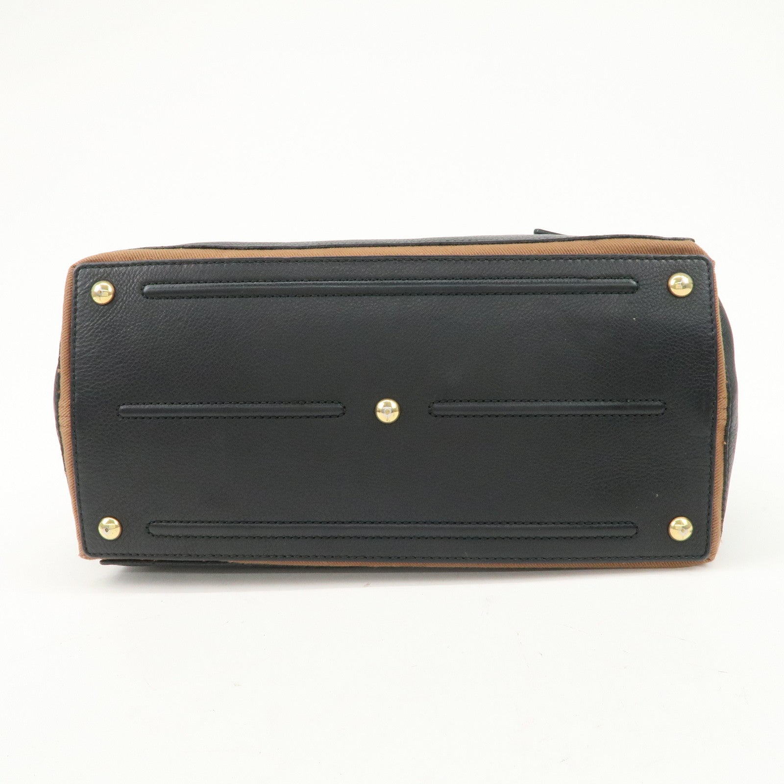 SAINT LAURENT Leather Shoulder Bag Black Brown Gold HDW 229680