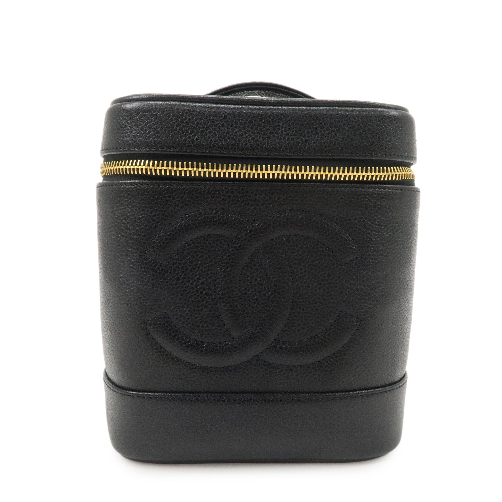 CHANEL COCO Mark Caviarskin Vanity Bag Hand Bag Cosmetic Bag Black A01998
