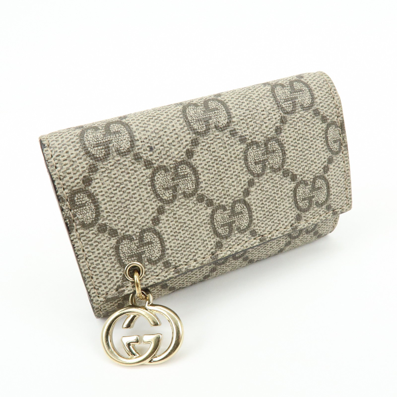 GUCCI Interlocking G GG Supreme 6 Rings Key Case Beige 212111