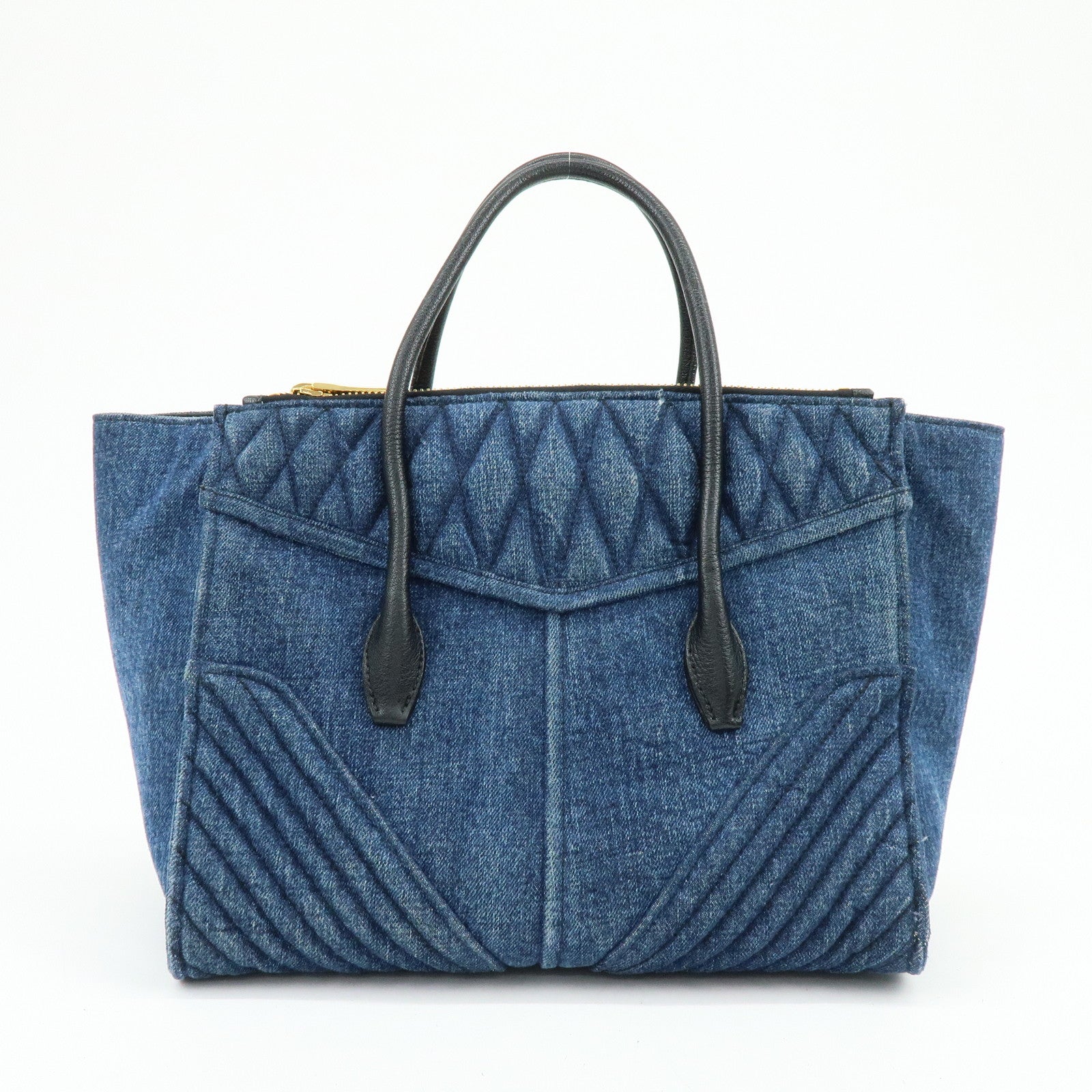 MIU MIU Biker Denim Leather 2Way Bag Hand Bag Shoulder Bag RN1031