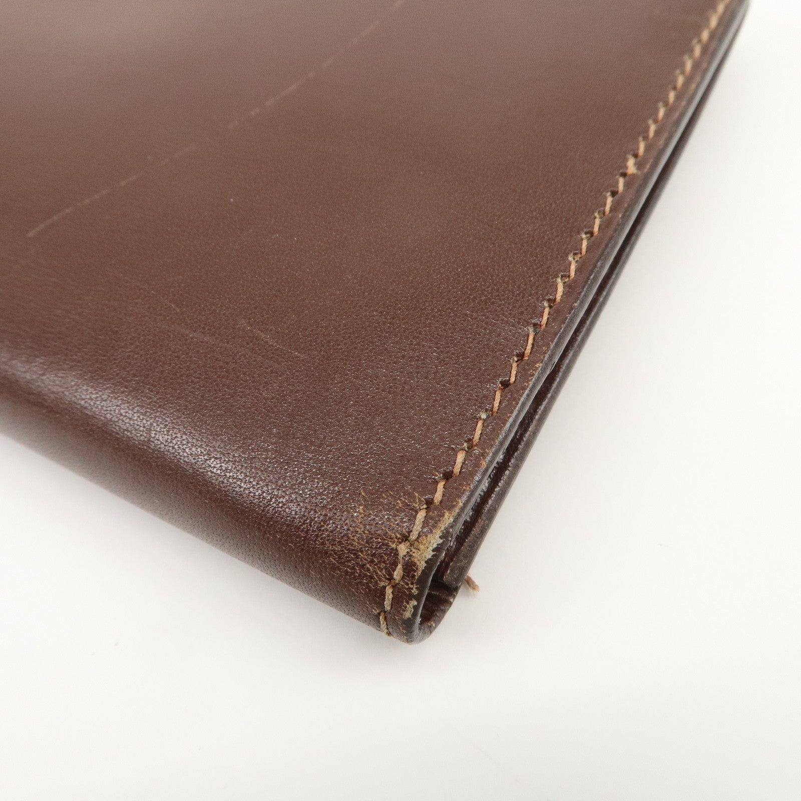 HERMES Béarn Classic Leather Long Wallet F Stamped Brown