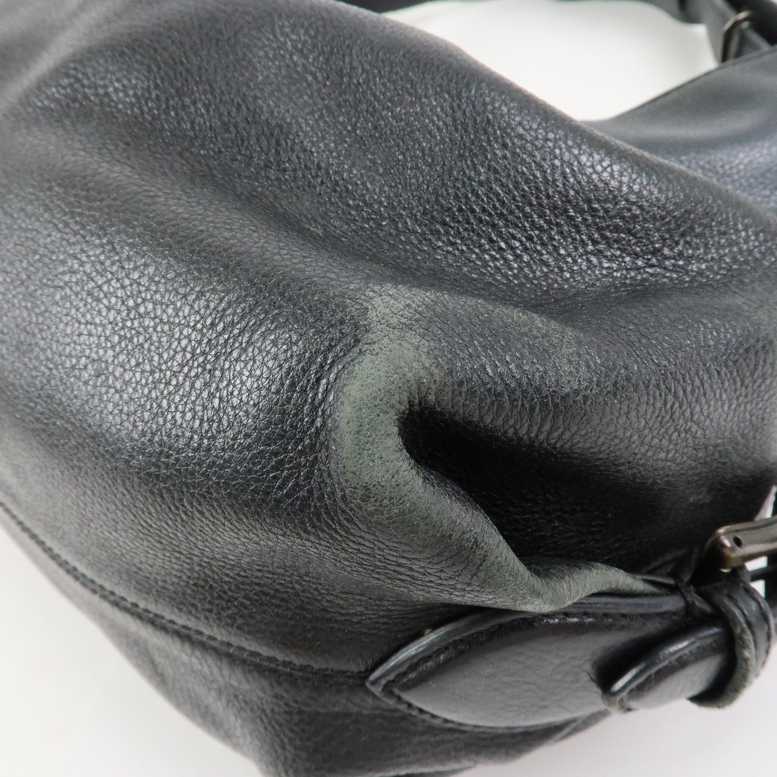 FENDI Logo Leather Shoulder Bag Tote Bag Black 8BR579