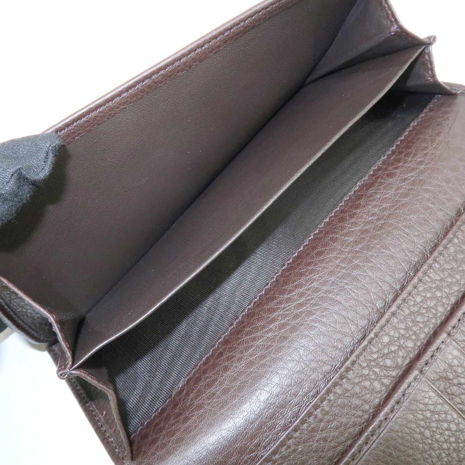 GUCCI Interlocking G Sherry Leather Long Wallet Dark Brown 29535