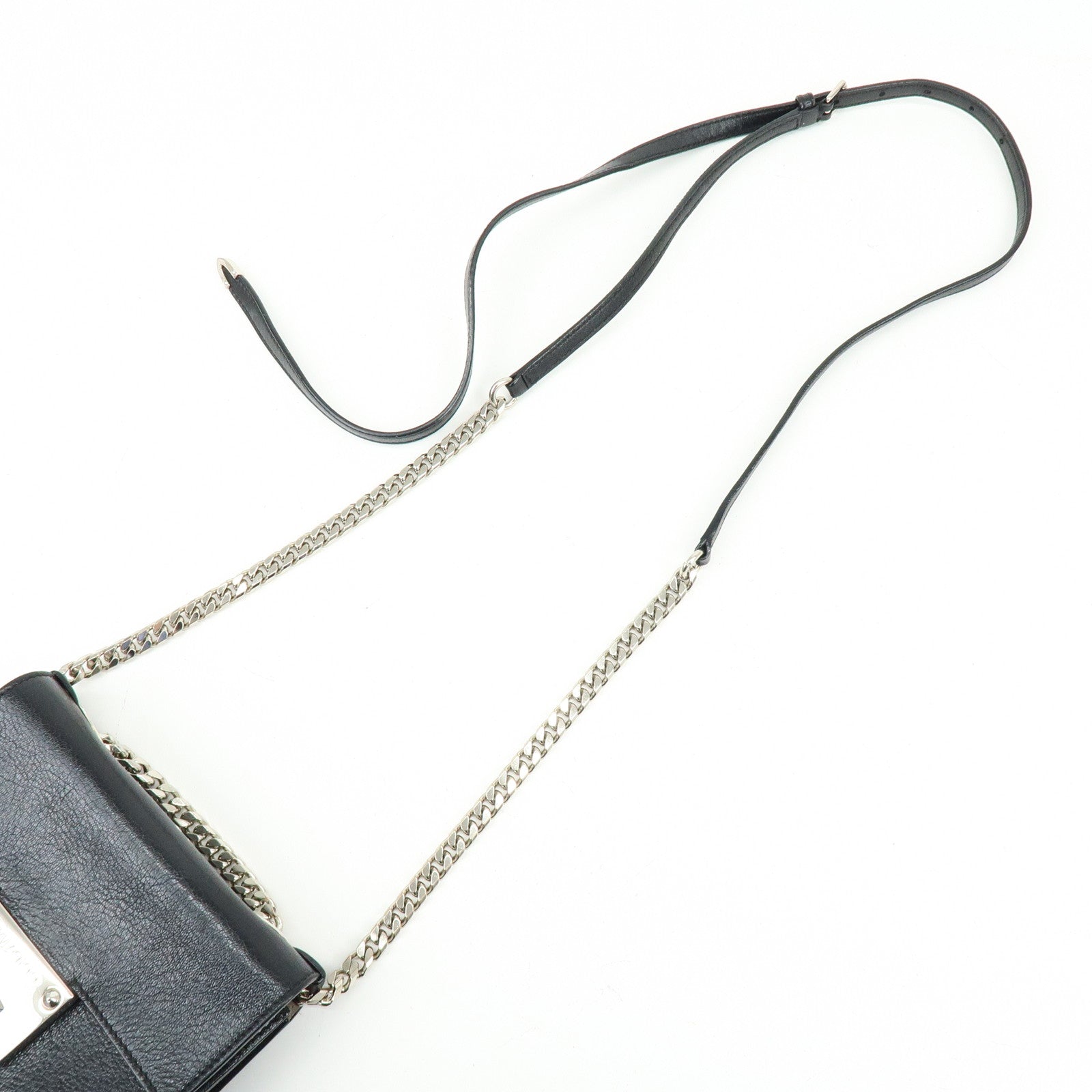 JIMMY CHOO REBEL BAG Leather Chain Shoulder Bag Crossbody Bag Black