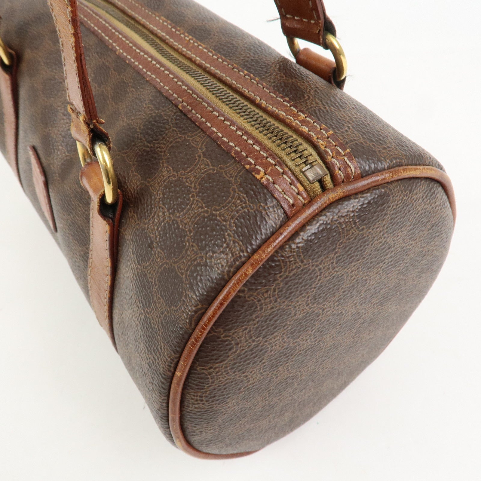 CELINE Macadam PVC Leather Hand Bag Shoulder Bag Brown