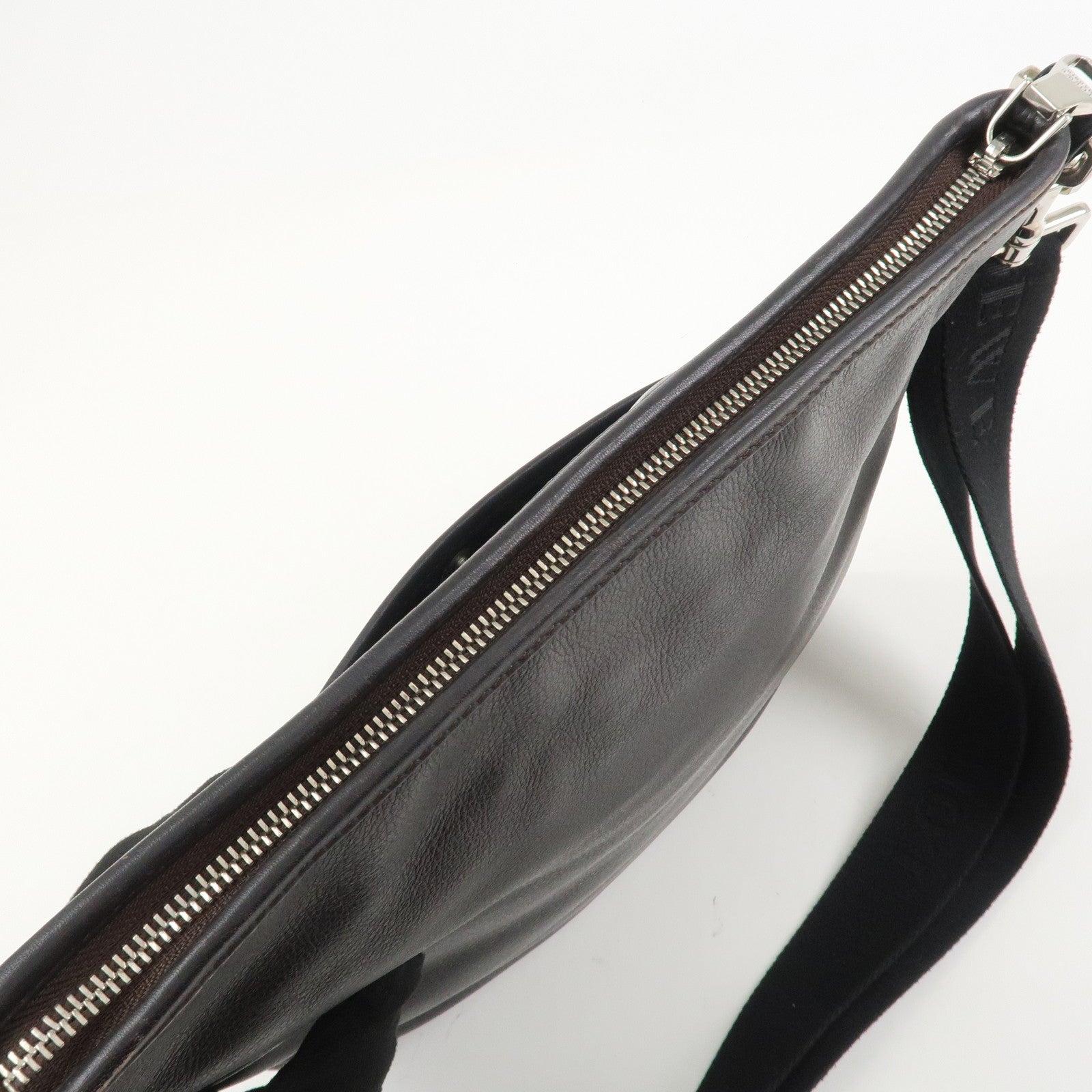 LOEWE Anagram Leather Shoulder Bag Crossbody Bag Dark Brown