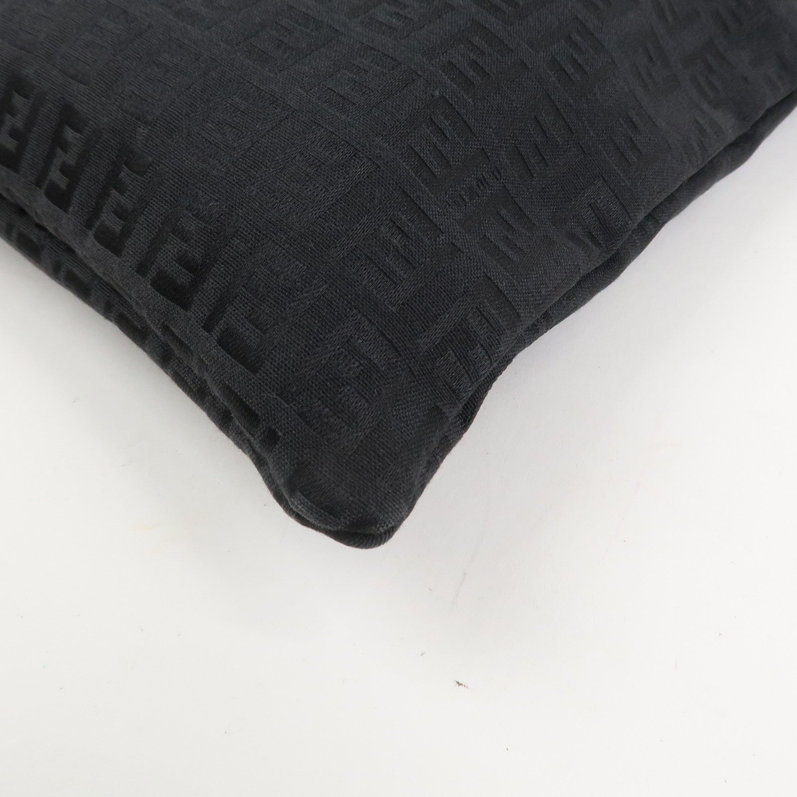 FENDI Zucchino Canvas Leather Tote Bag Hand Bag Black 8BH050