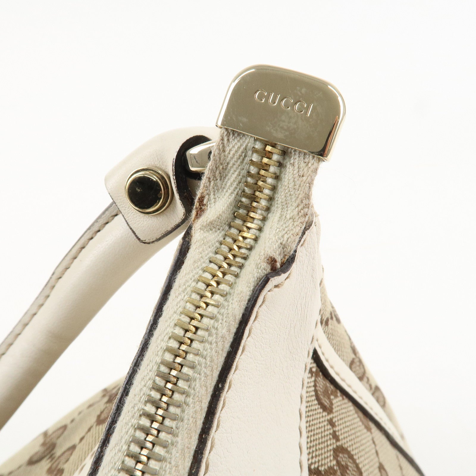 GUCCI Abbey GG Canvas Leather Shoulder Bag Beige 190525 Used