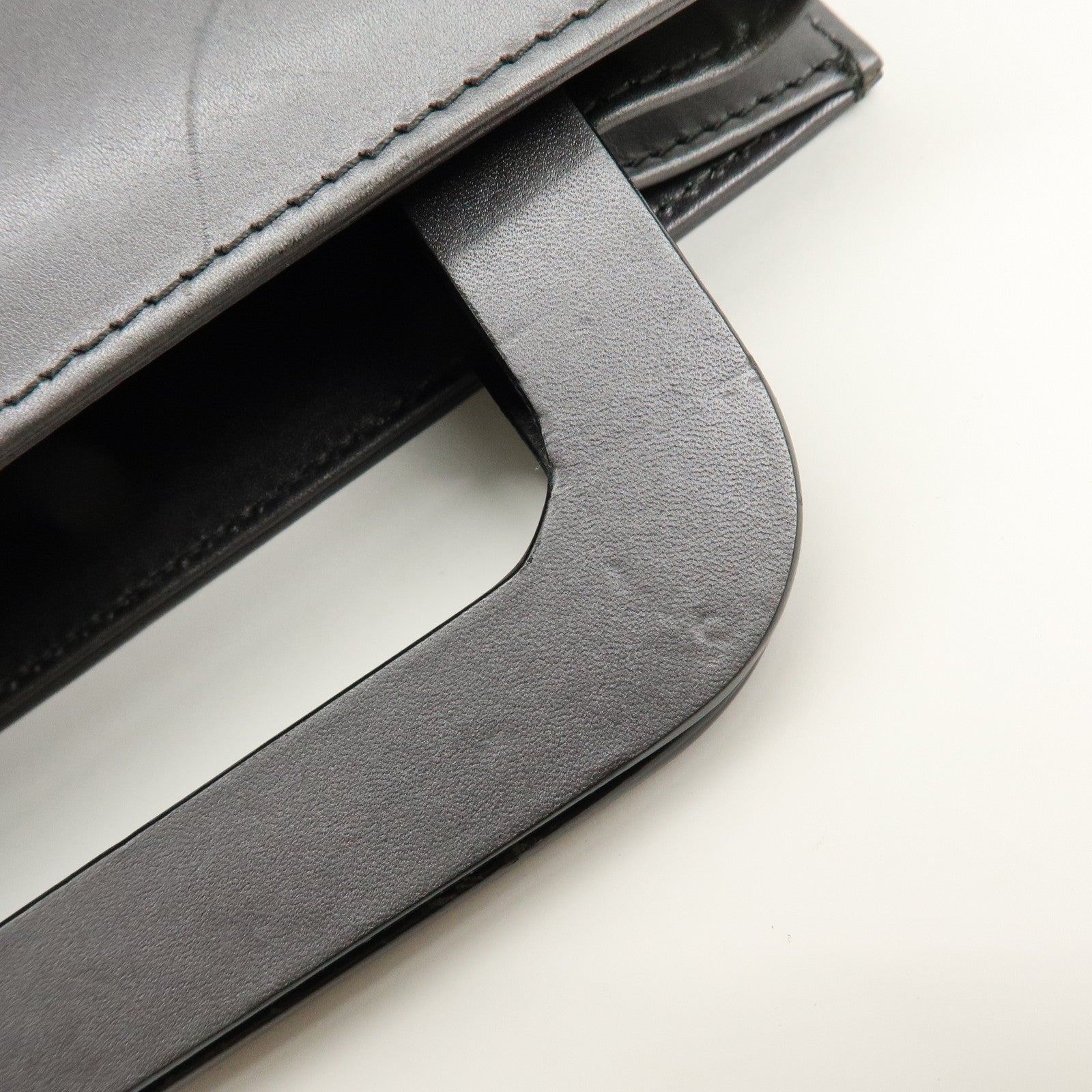 GUCCI Leather 2Way Bag Hand Shoulder Bag Silver Gray 001・1434・1855