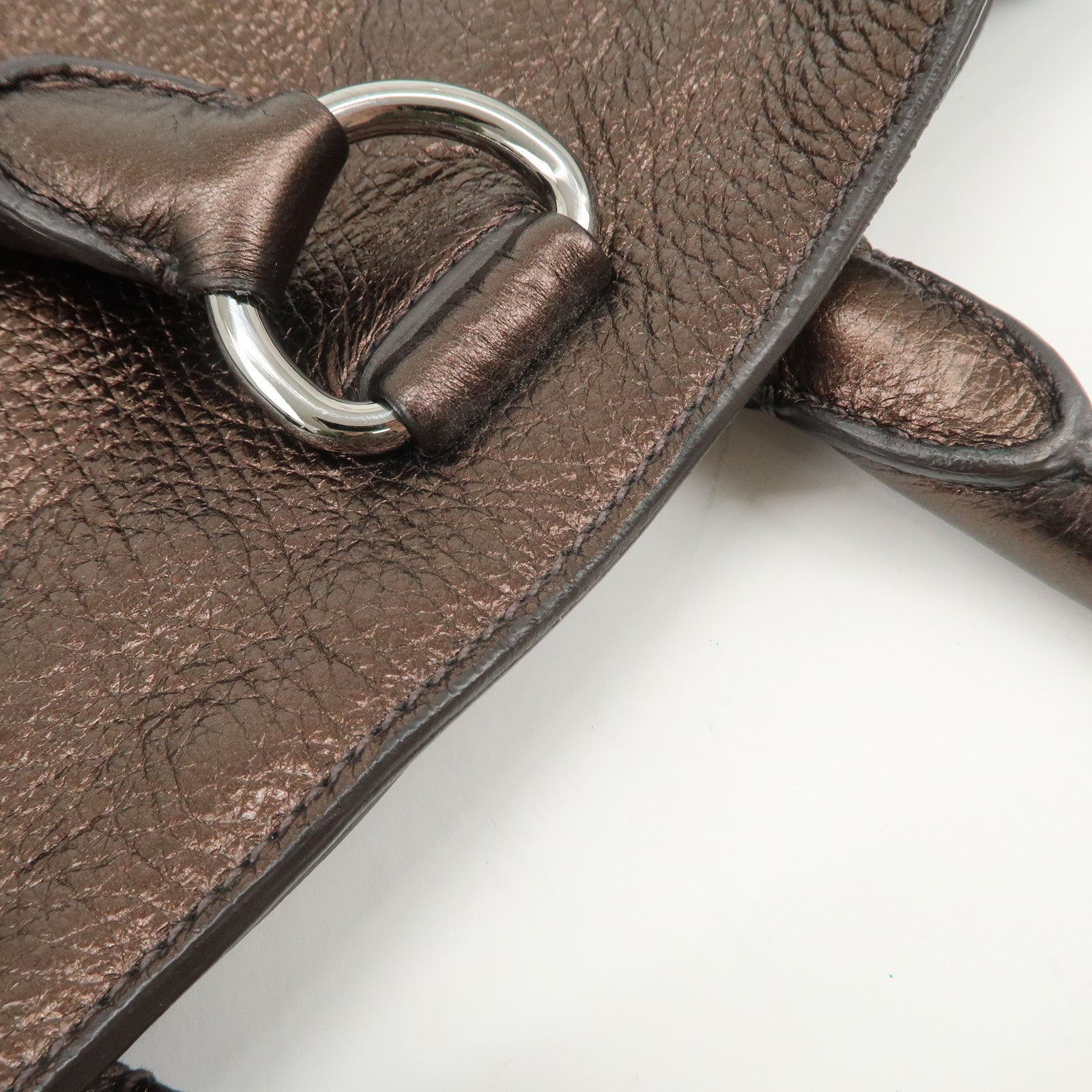 PRADA Leather 2Way Tote Bag Shoulder Bag Metallic Brown BN1713