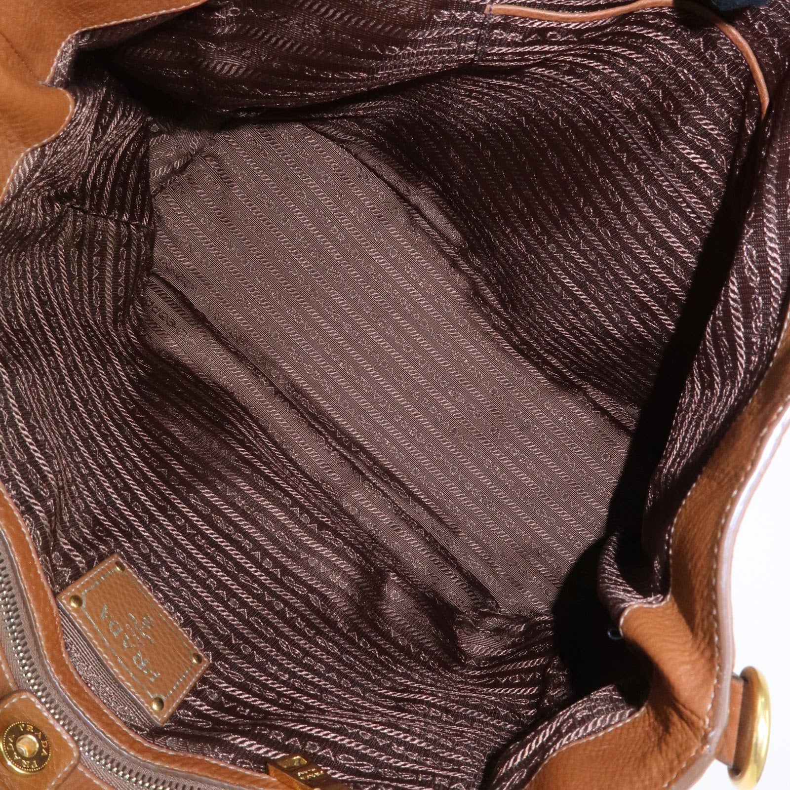 PRADA VITELLO Leather 2Way Bag Hand Bag Shoulder Bag Camel