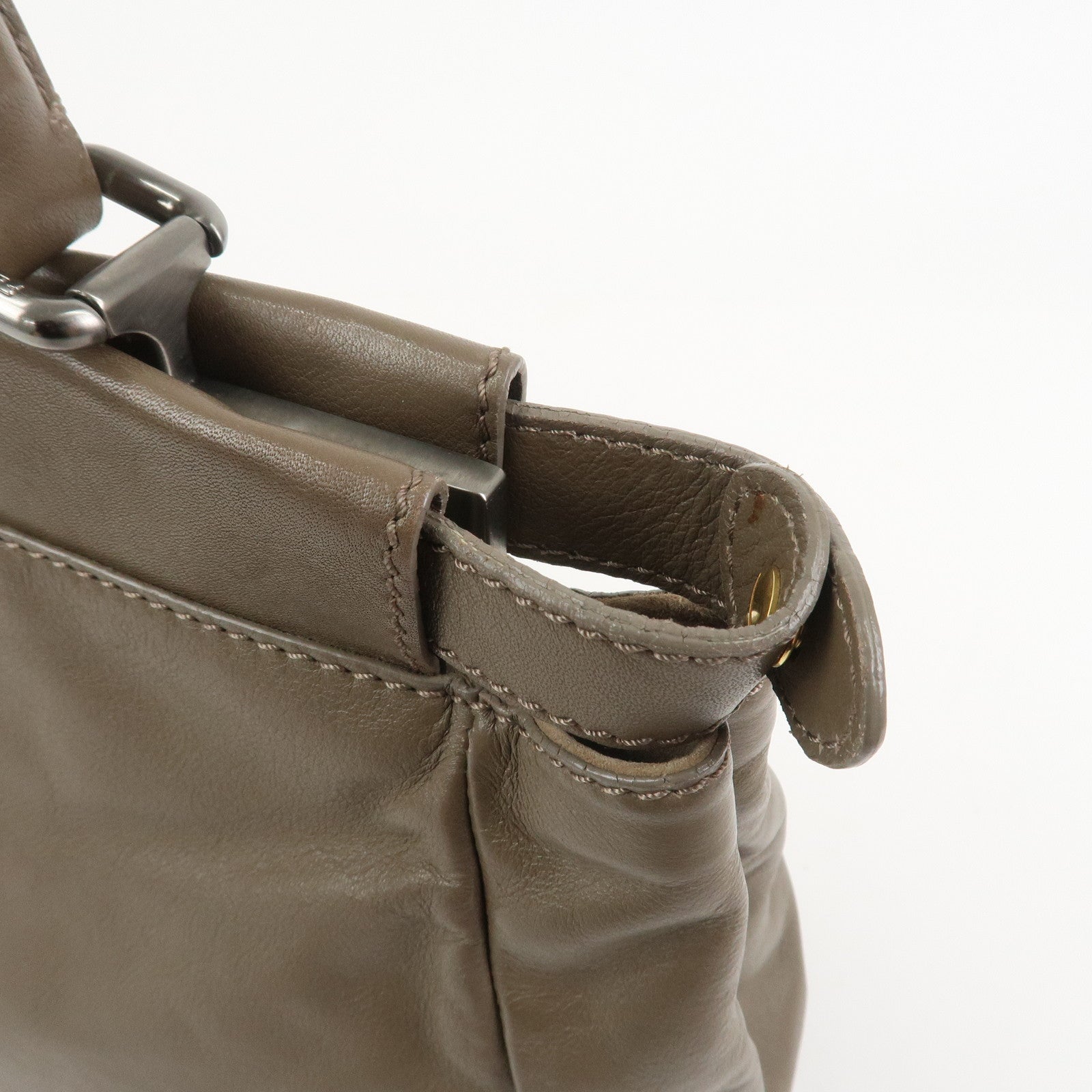 FENDI Leather Peekaboo 2Way Shoulder Bag Hand Bag Brown 8BN226