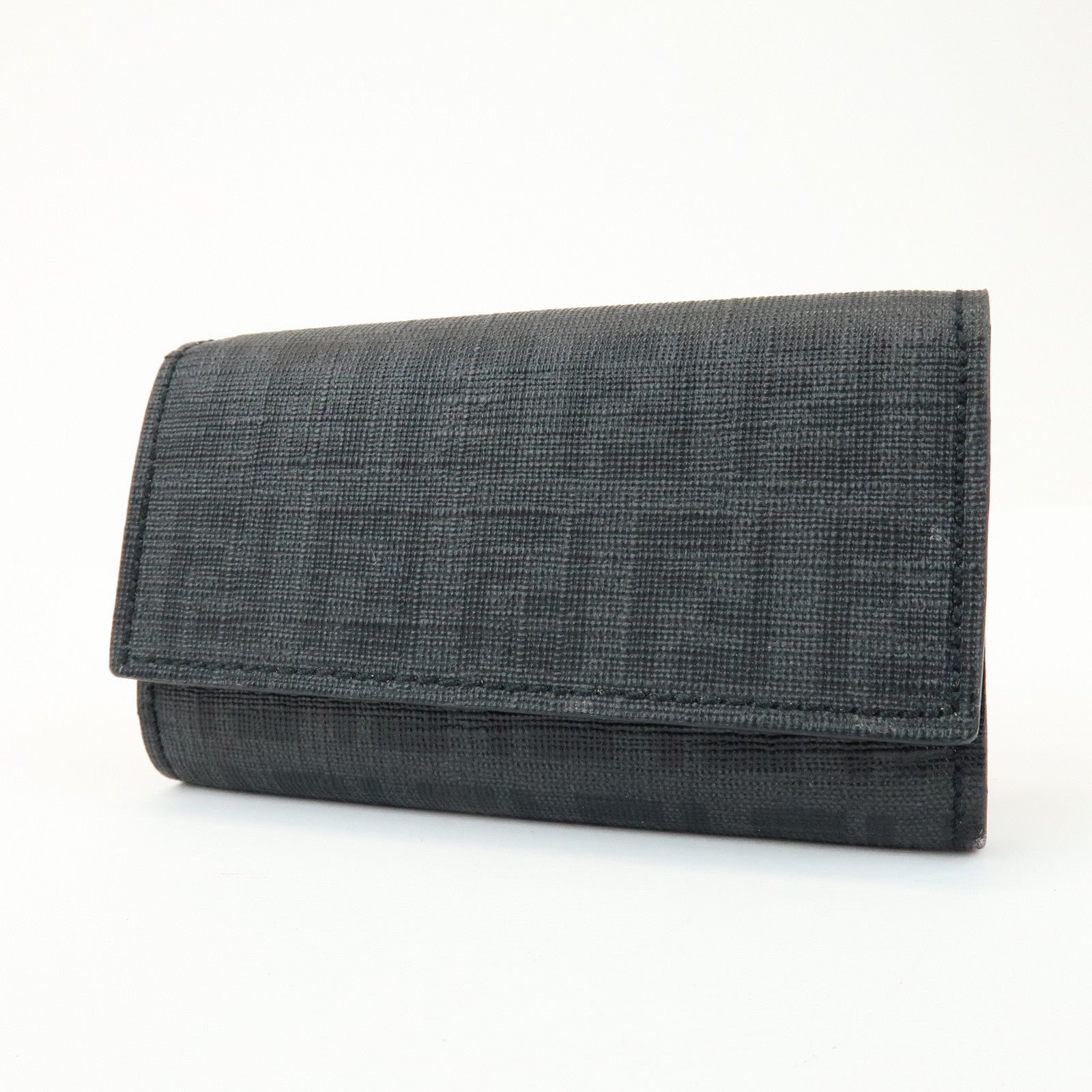 FENDI Zucca PVC Canvas 6 Rings Key Case Key Holder Black 8AP079