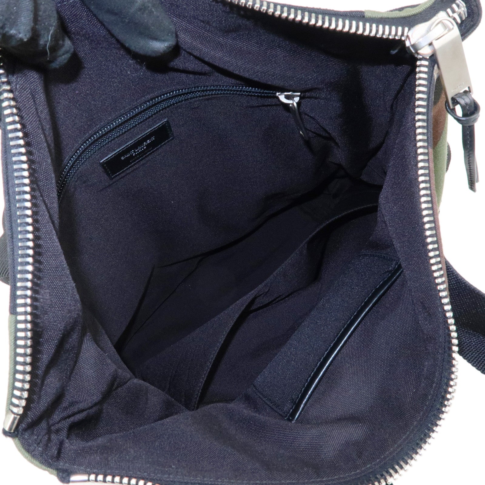 SAINT LAURENT PARIS Nylon Canvas Leather Backpack Camouflage 484172