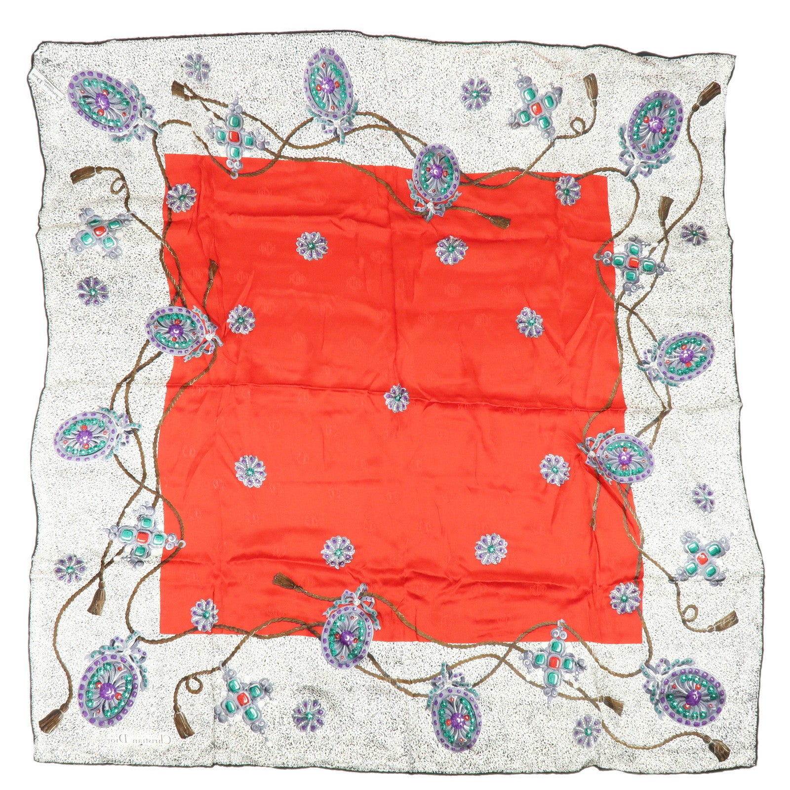 Christian Dior Set of 2 Silk 100% Scarf Black Red