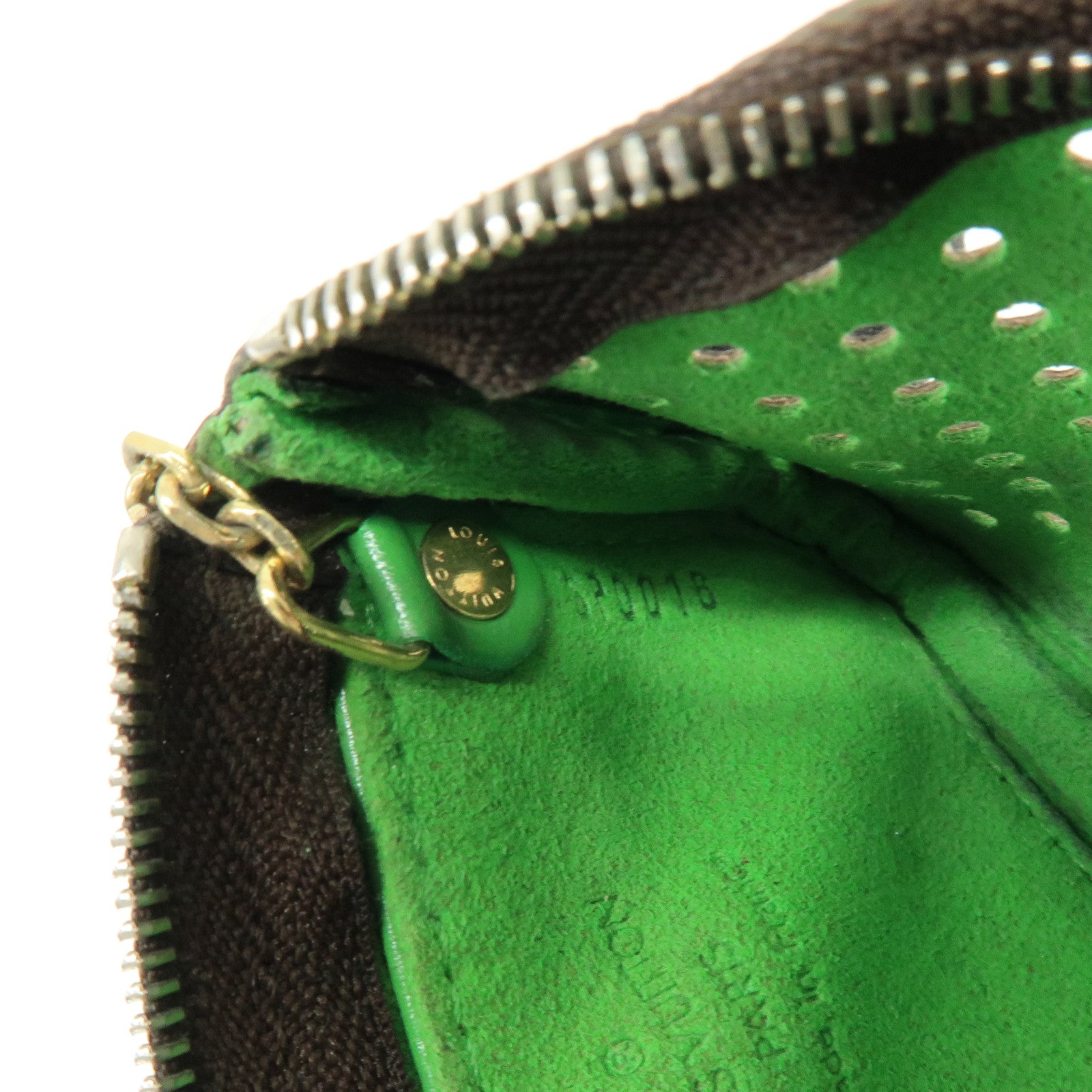 Louis Vuitton Monogram Perfo Pochette Cles Key Case Vert M95186