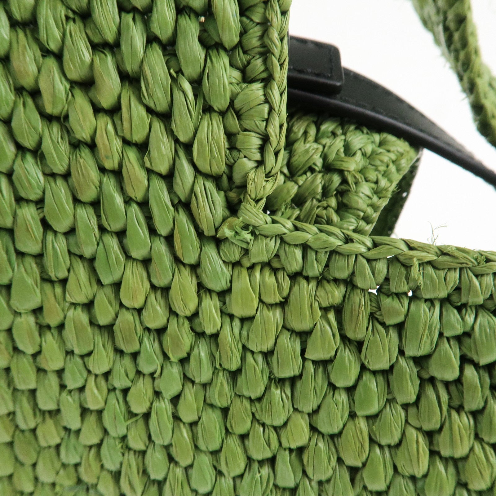 LOEWE Leather Raffia Logo 2Way Tote Bag Shoulder Bag Green Used