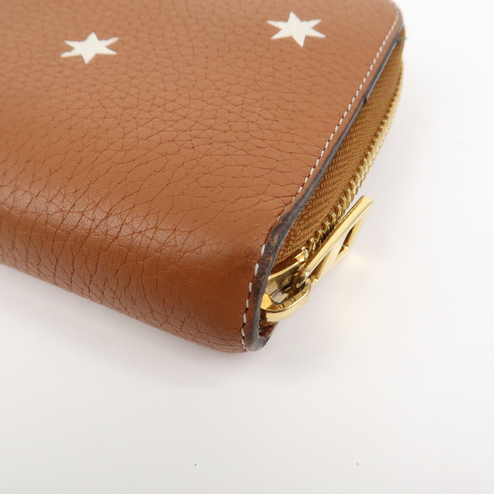 LOEWE Anagram Leather Round Zippy Wallet Long Wallet Camel