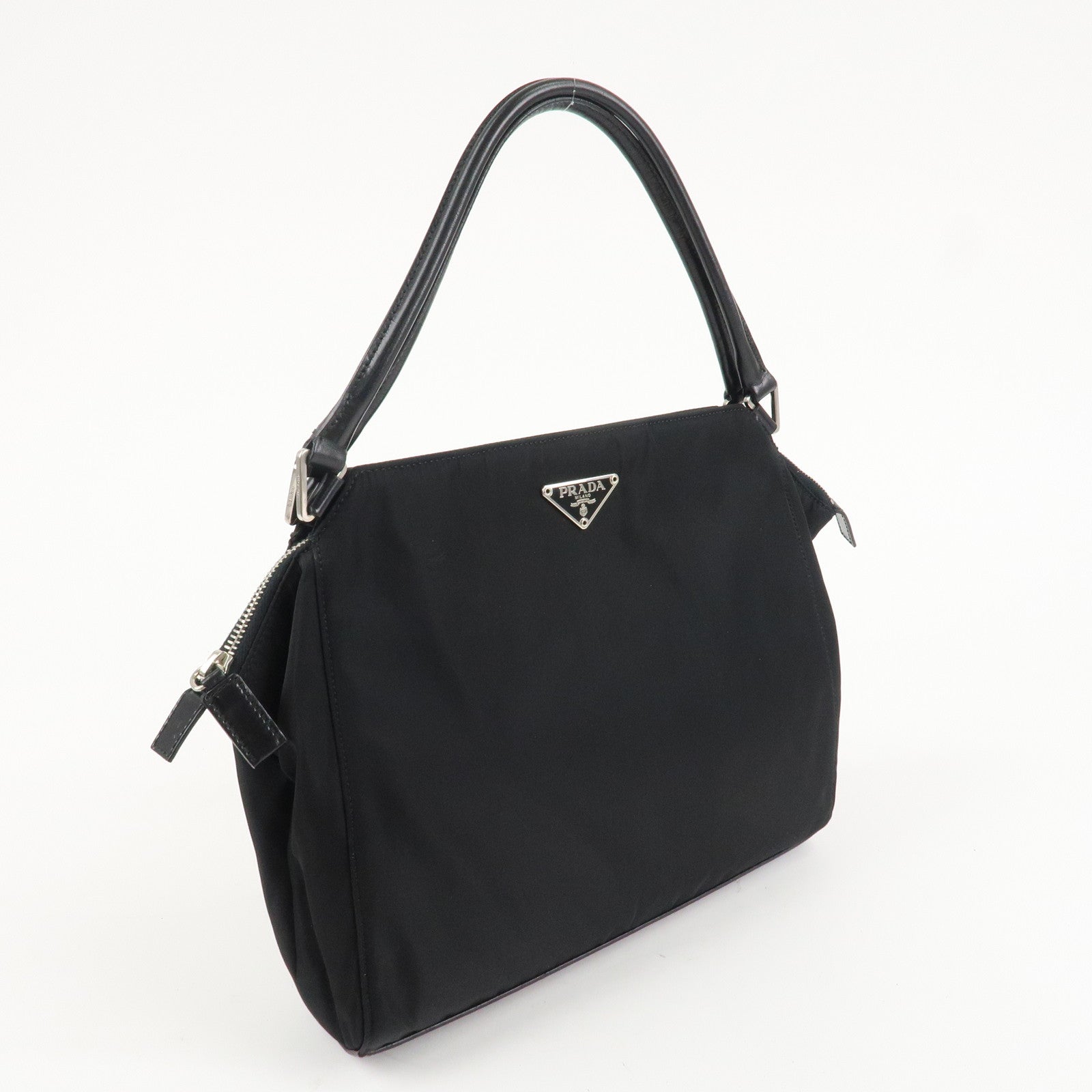 PRADA Triangle Logo Nylon Leather Tote Bag Shoulder Bag B11093 Used