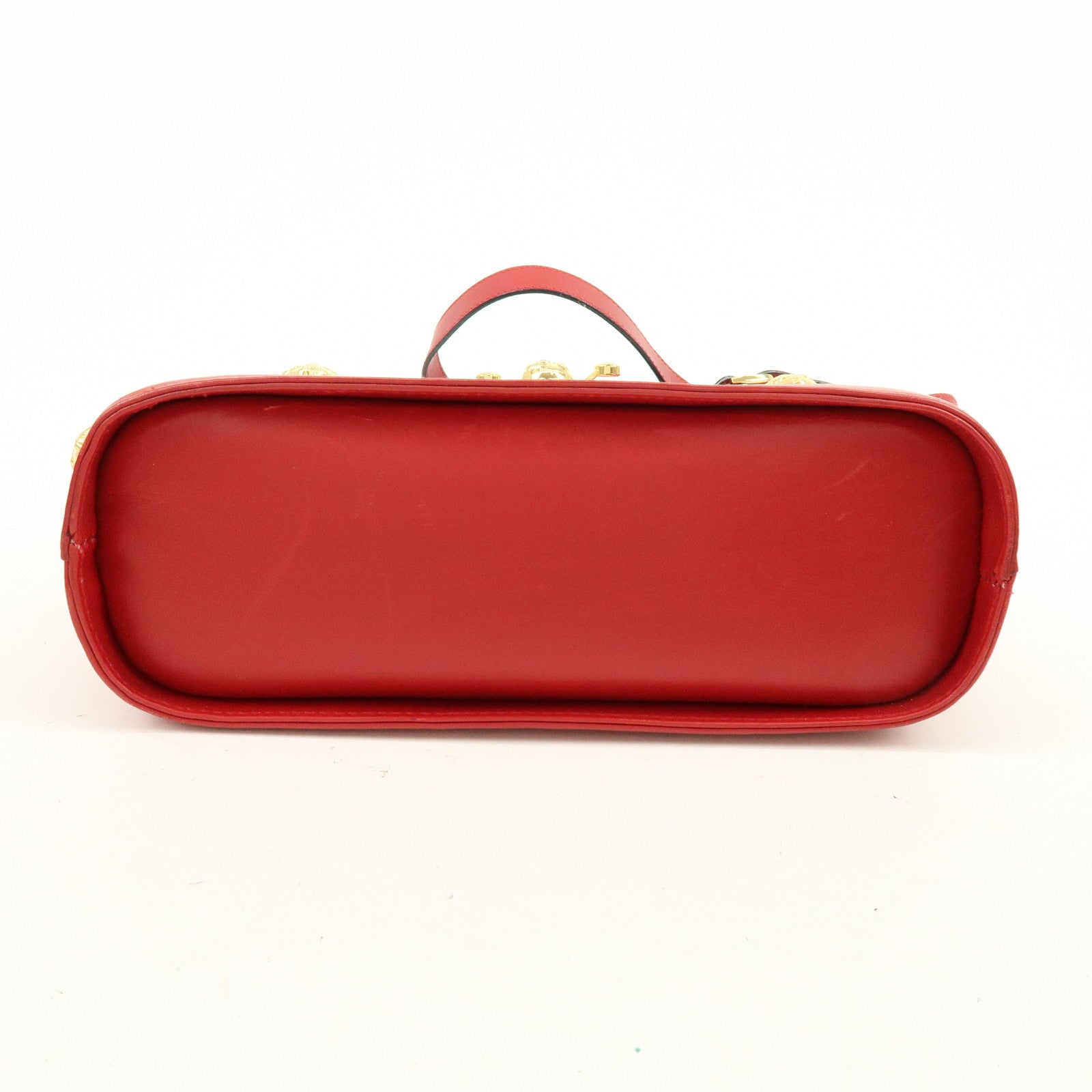 Ferragamo Leather Studs Shoulder Bag Red